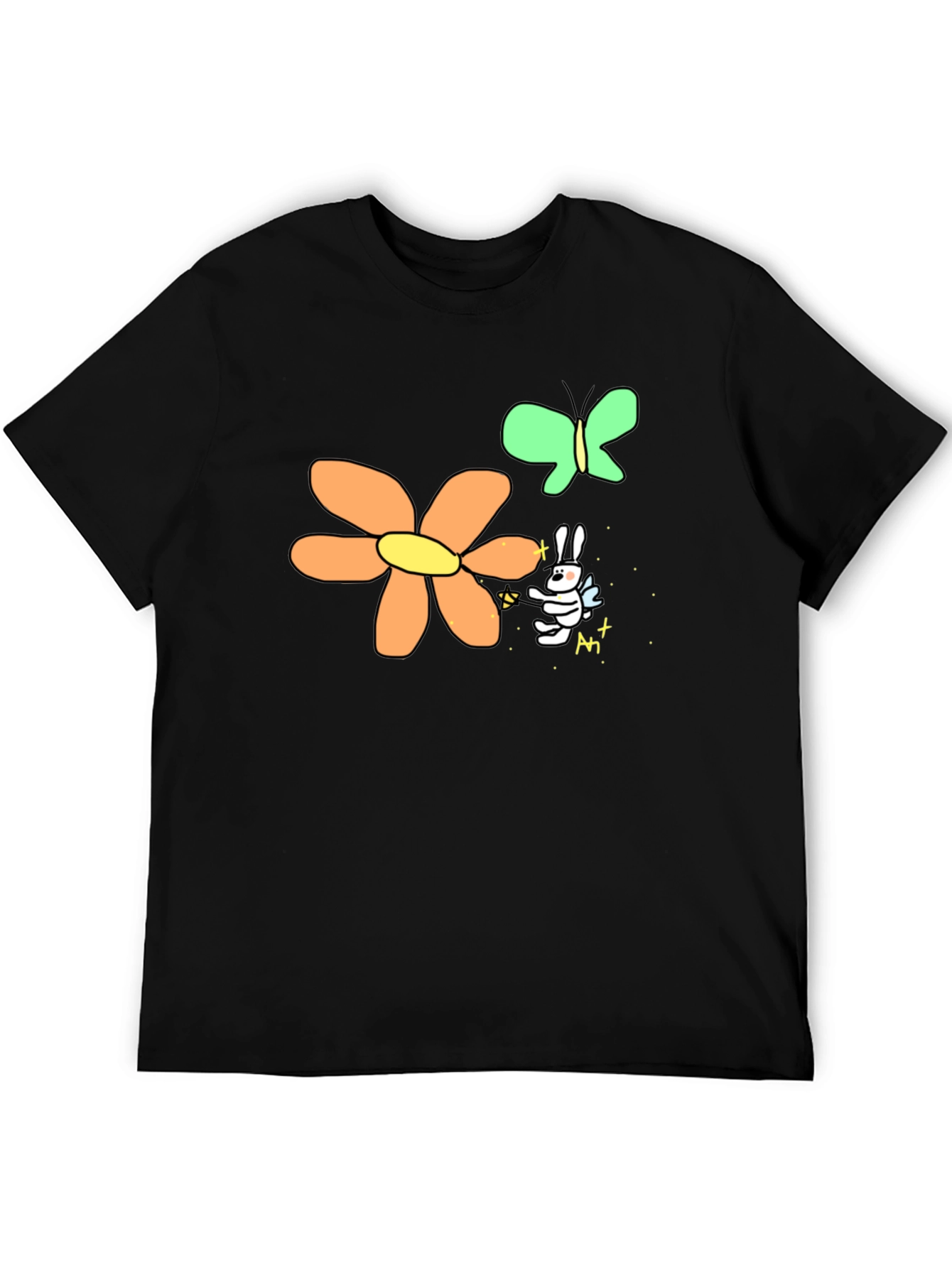 Black Men's Black Graphic Tee - Bunny Fairy view 5