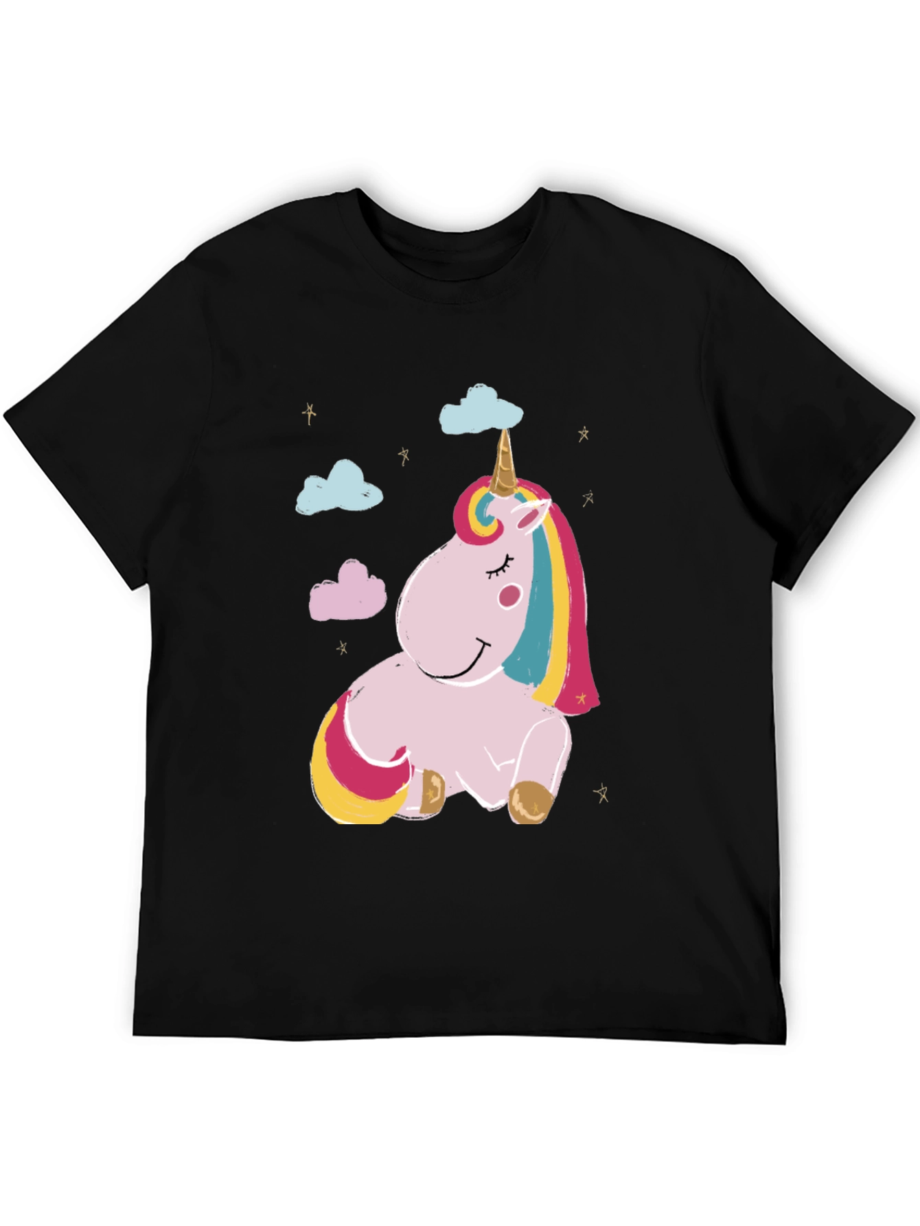 Black Unicorn Graphic Tee - Black Cotton Casual T-Shirt view 5
