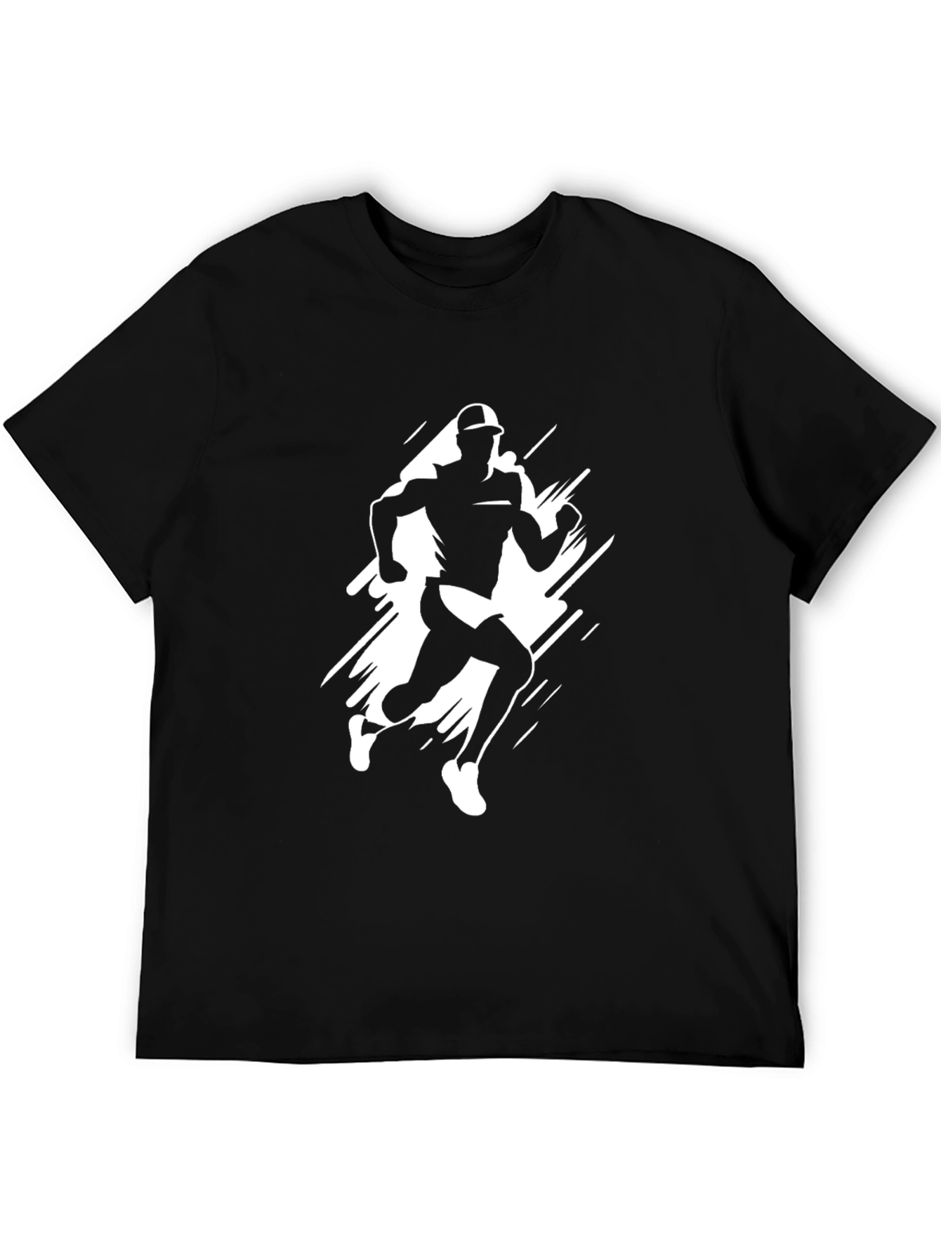 Black Runner Graphic Tee - Black Cotton T-Shirt view 5