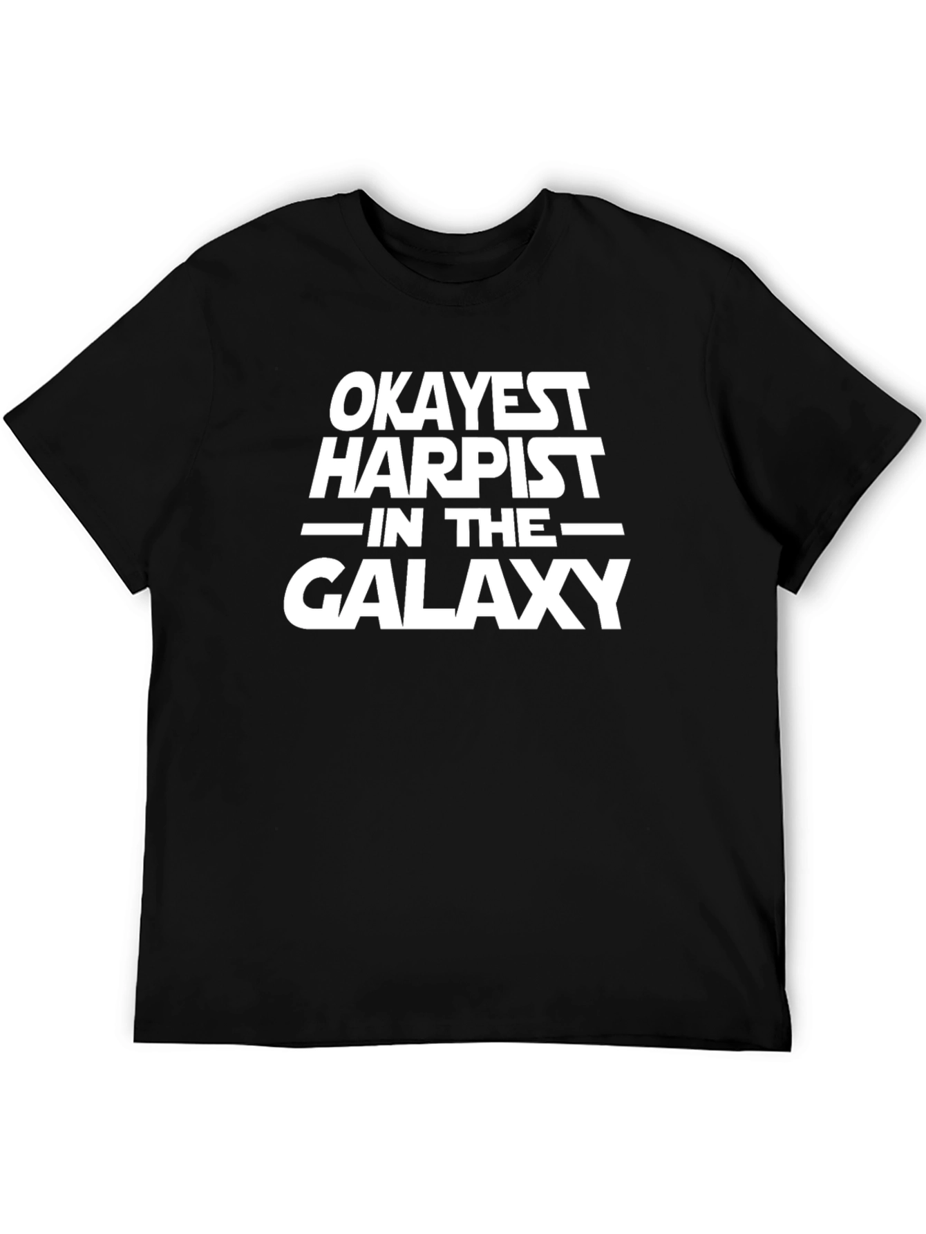 Black Okayest Harpist in the Galaxy T-Shirt - Funny Music Tee view 5