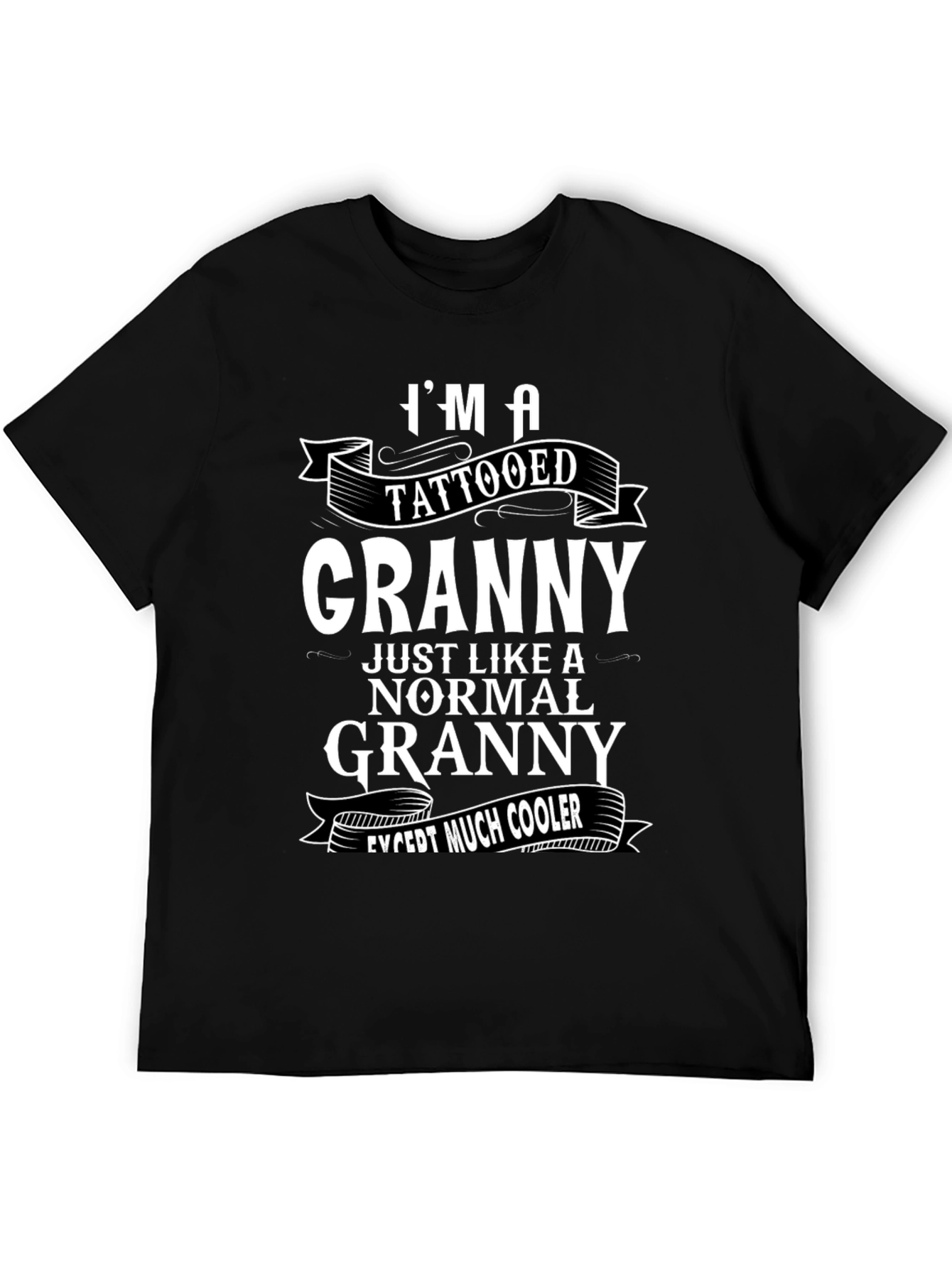 Black Cool Tattooed Granny Graphic T-Shirt view 5