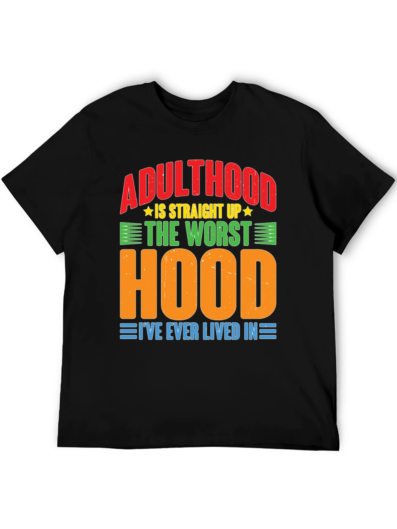 Black Adulthood Worst Hood Graphic T-Shirt view 5