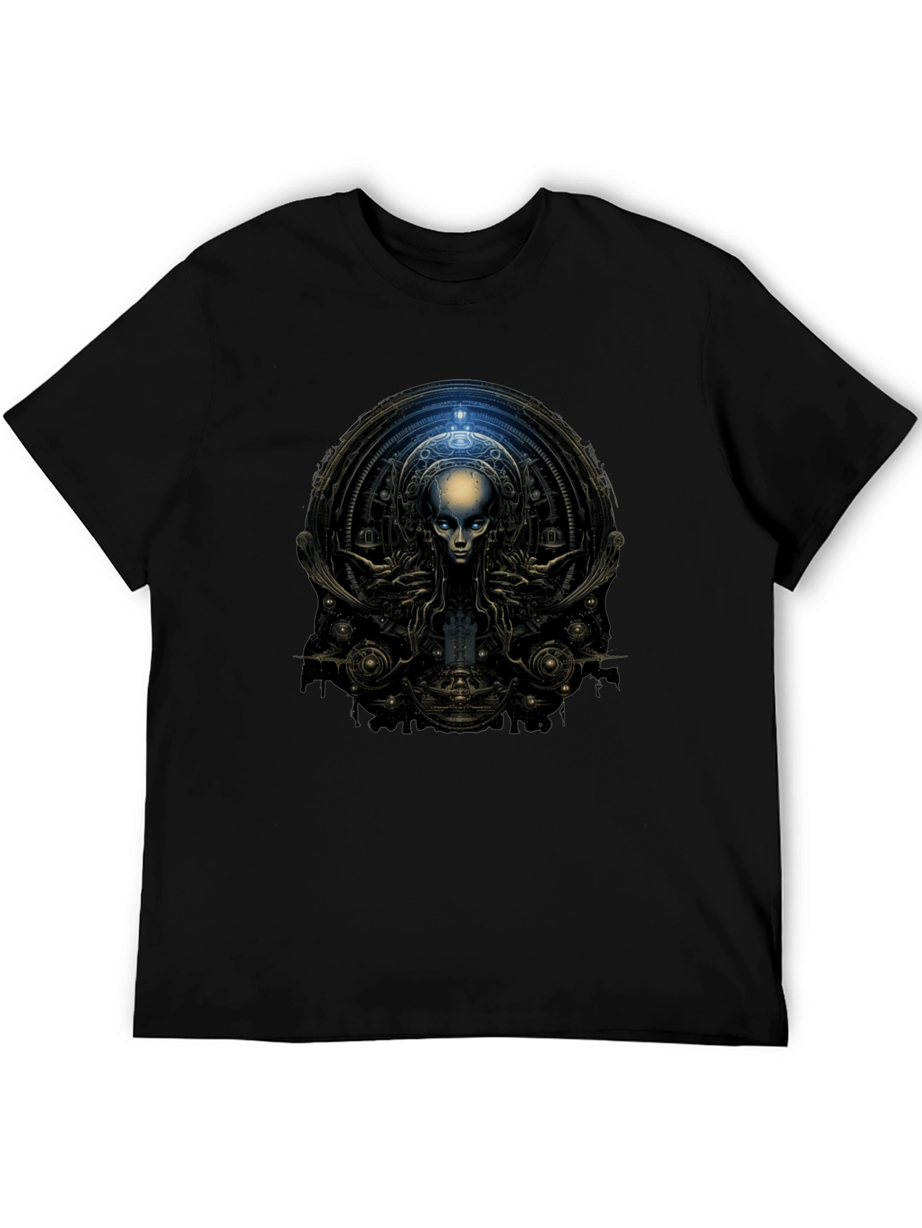 Black Surreal Alien Graphic Black T-Shirt view 5