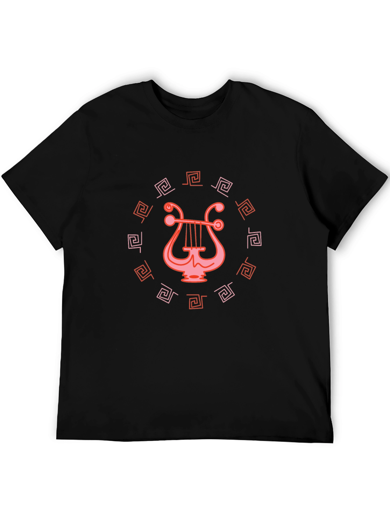 Black Lyre Graphic Tee - Unique Circle Design view 5