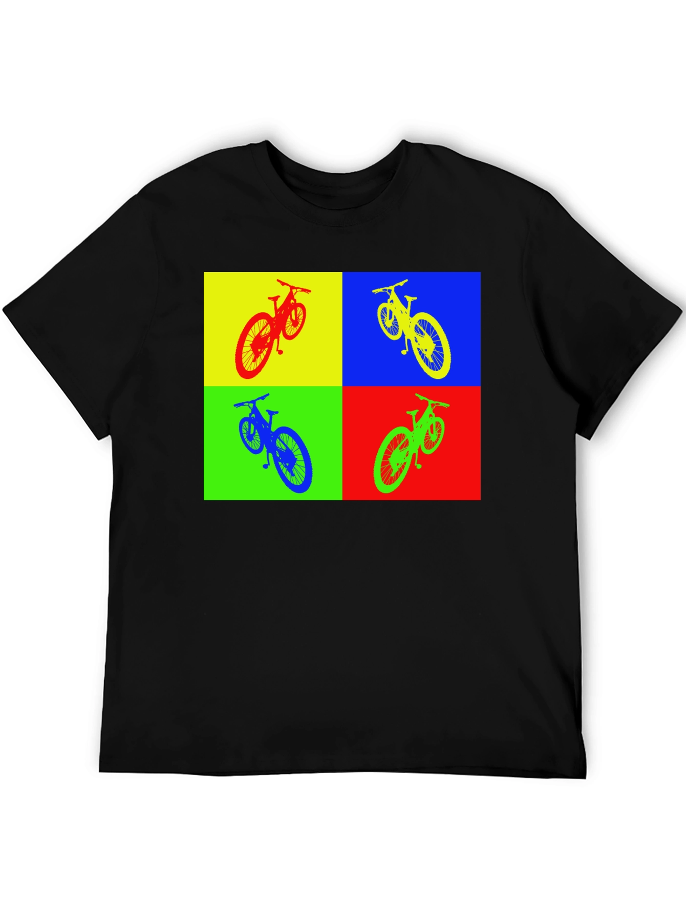 Black Pop Art Bike T-Shirt - Colorful Cycling Tee view 5