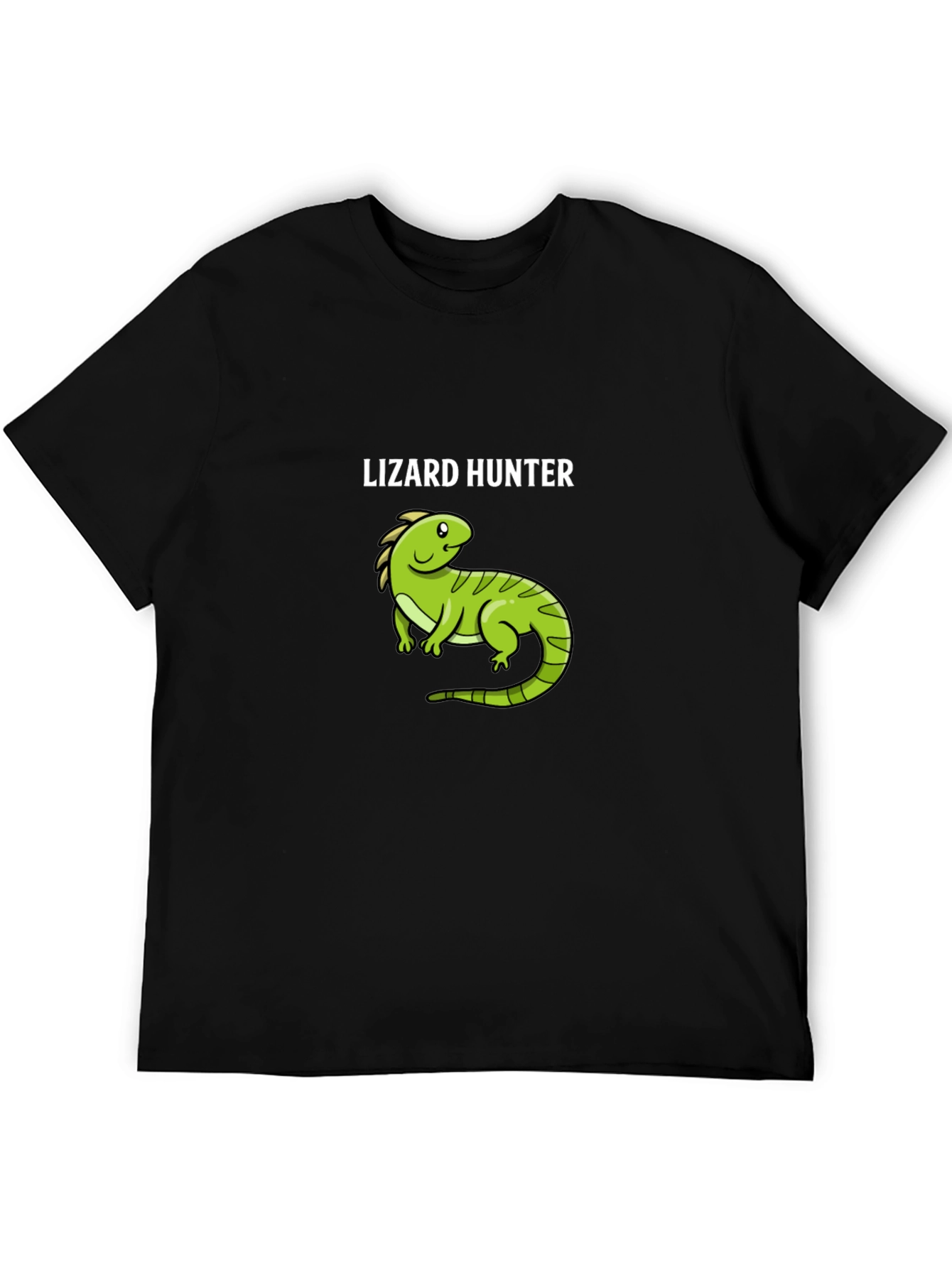 Black Lizard Hunter Graphic T-Shirt - Black Cotton Tee view 5