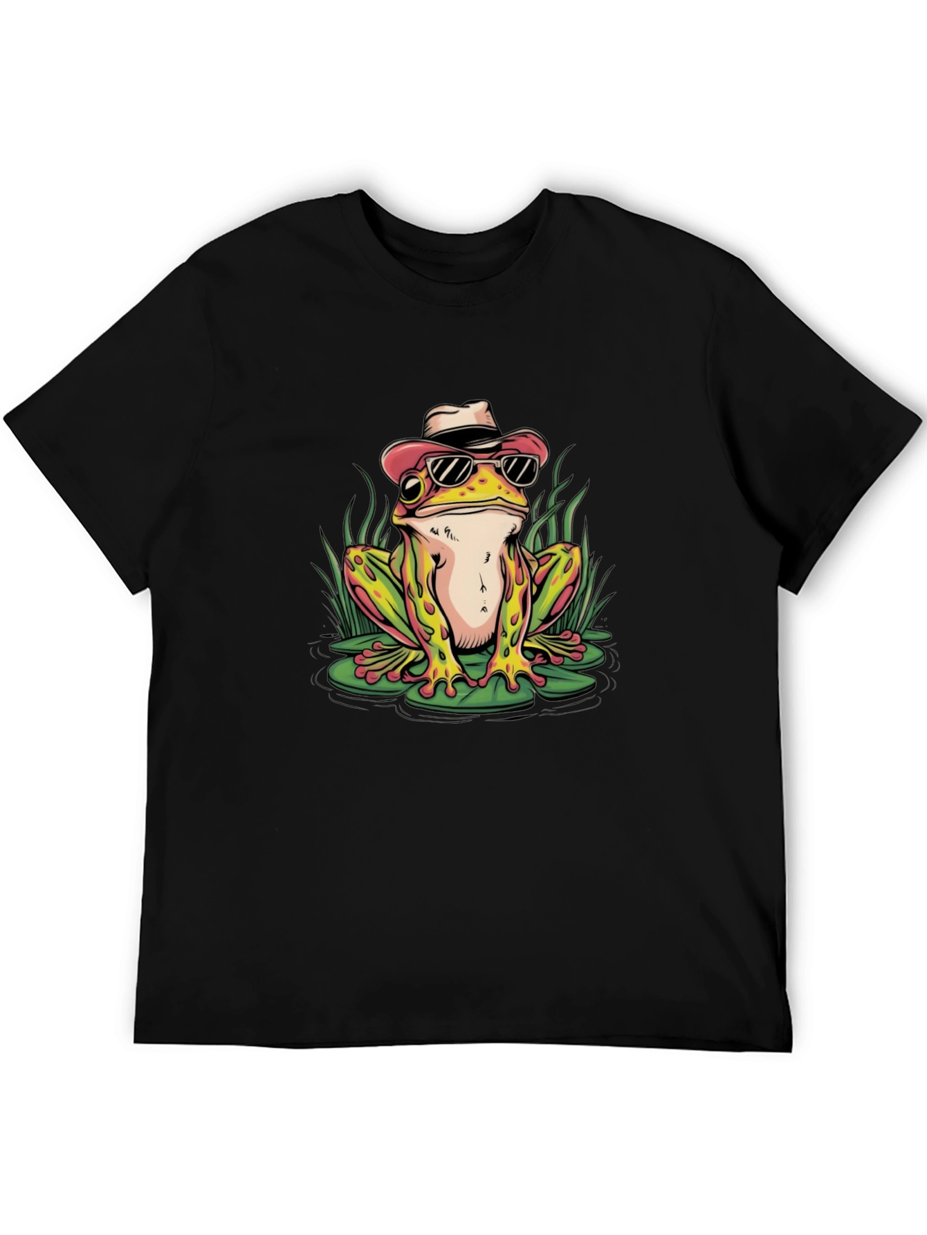 Black Frog with Hat Graphic T-Shirt view 5