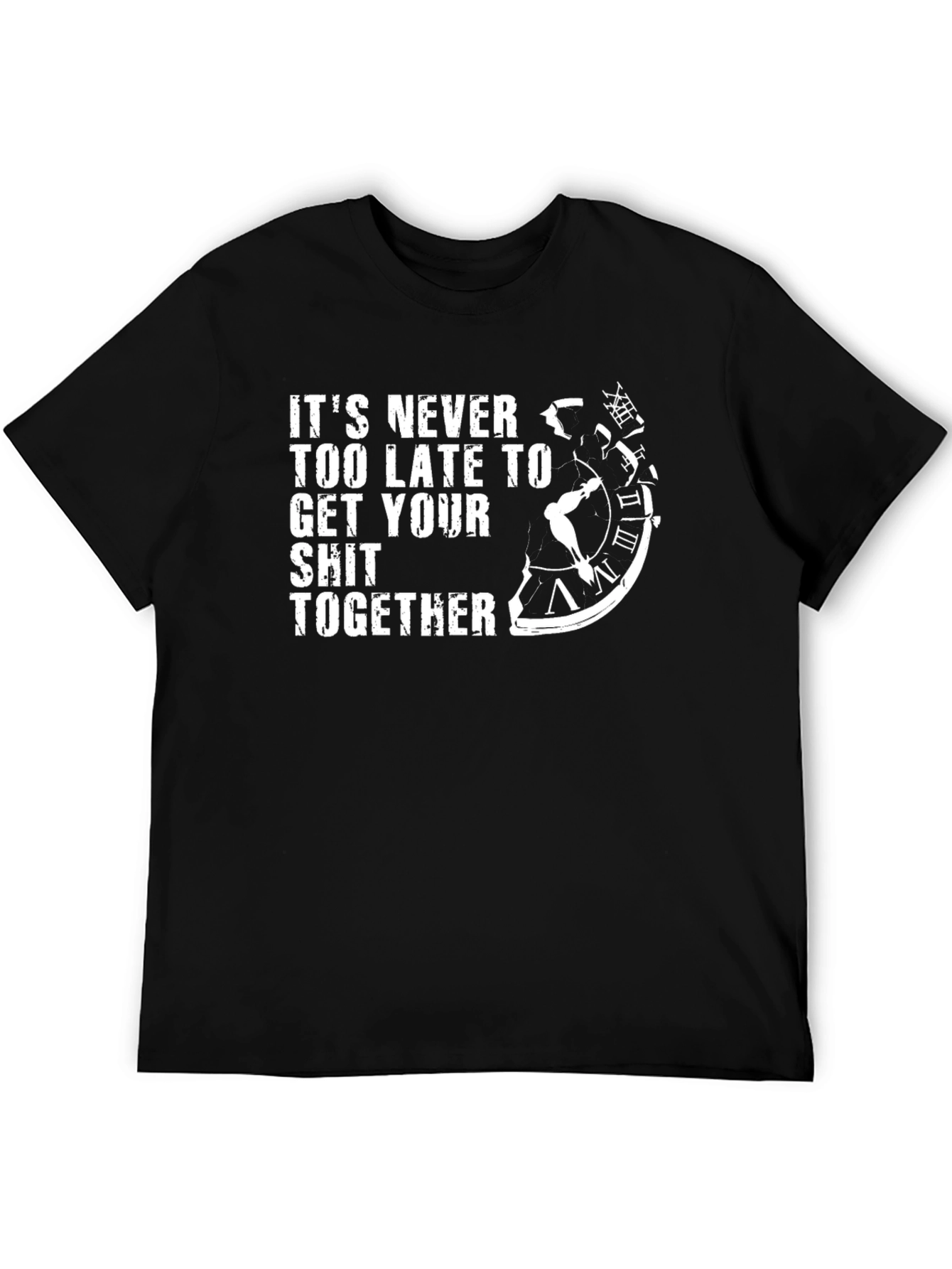 Black Funny Graphic T-Shirt - Get Your Shit Together Clock view 5