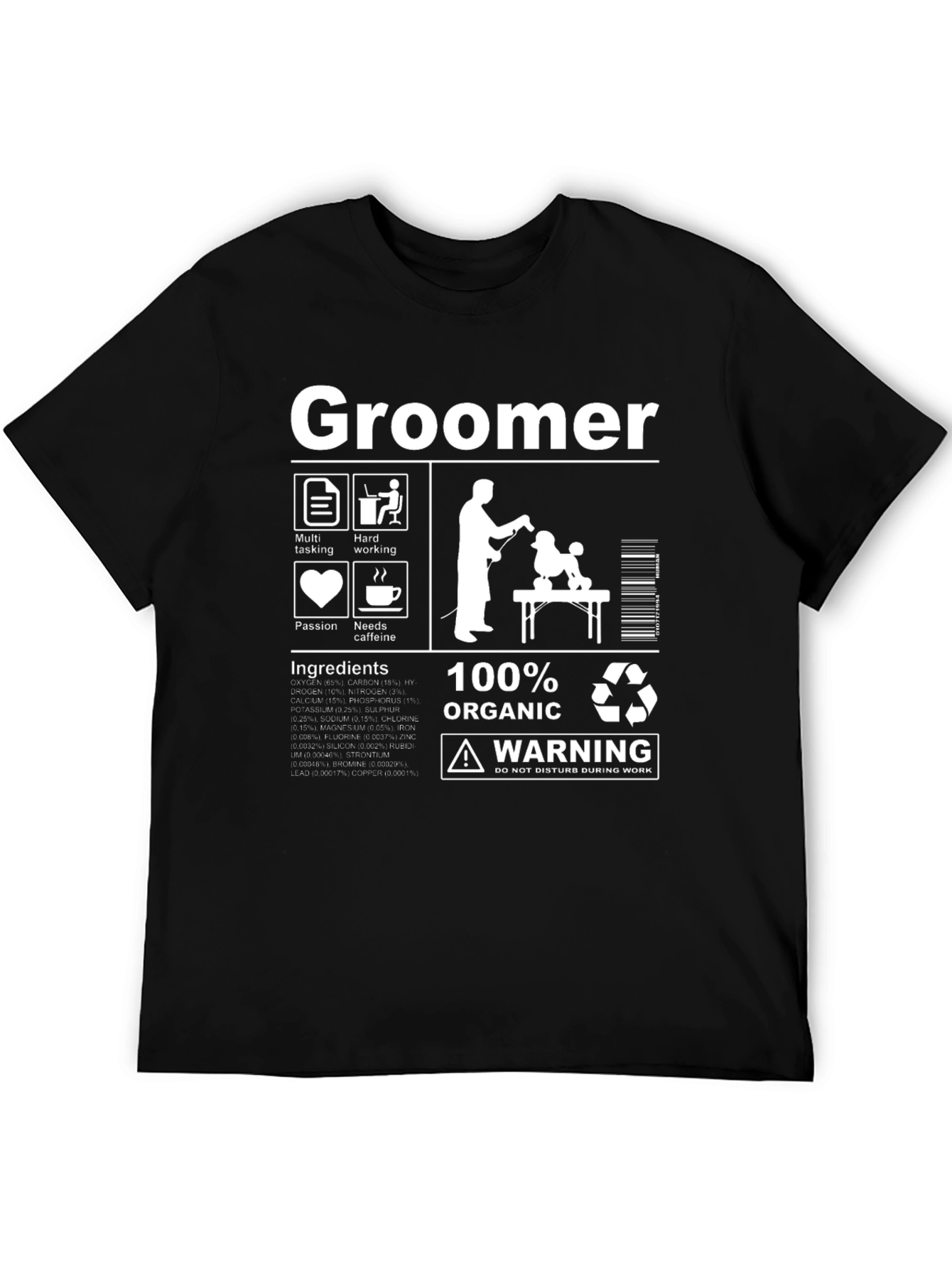 Black Funny Groomer T-Shirt view 5