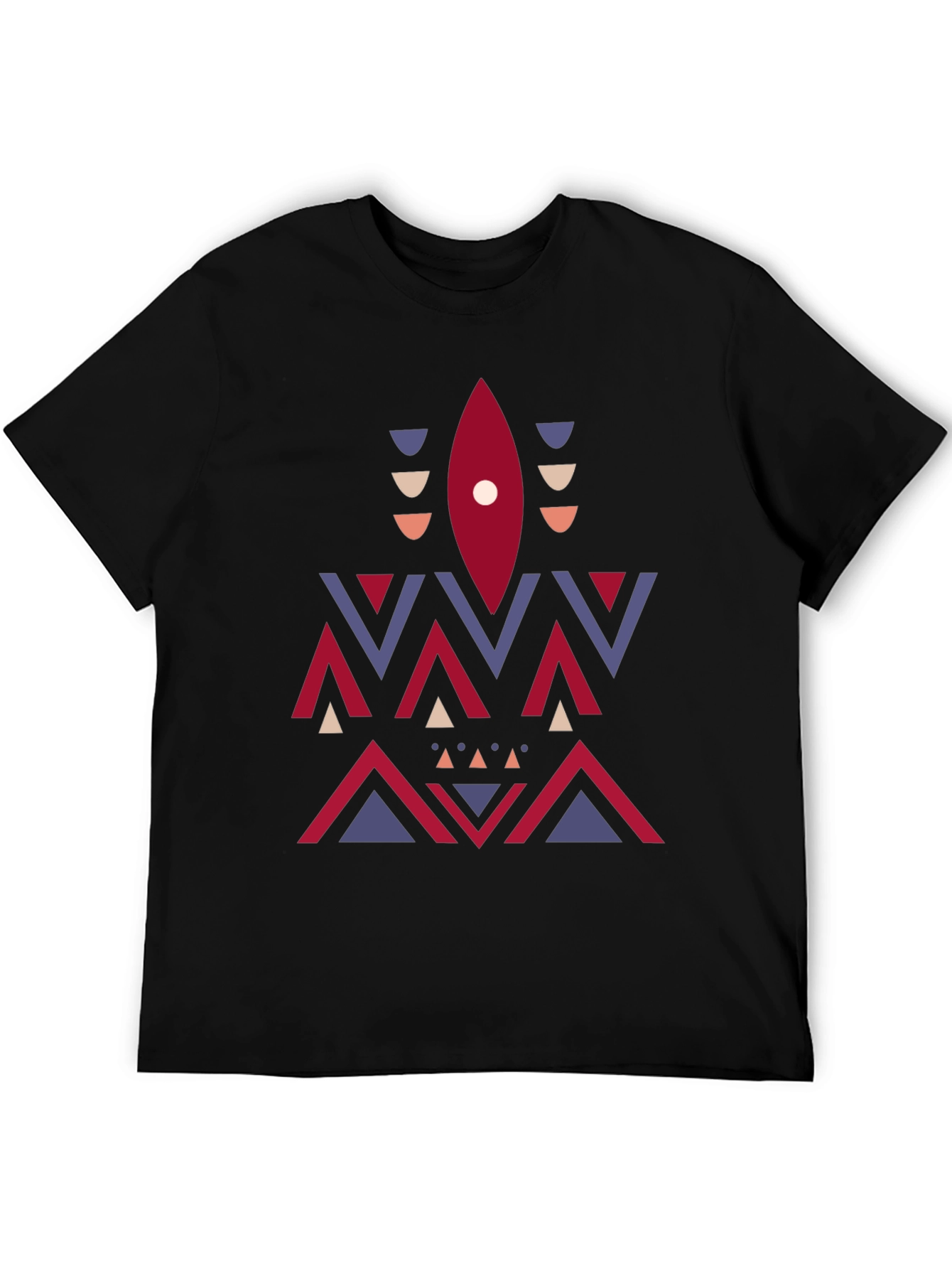 Black Geometric Aztec Print Tee - Stylish Men's Black T-Shirt view 5