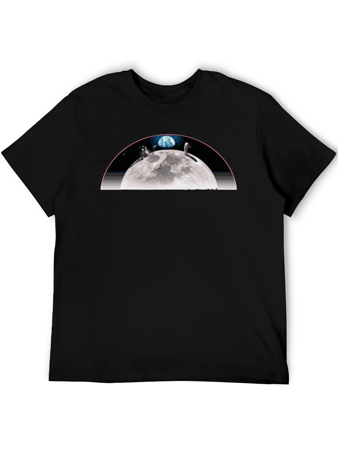 Black Moon Landing Graphic Tee - Black Crew Neck T-Shirt view 5