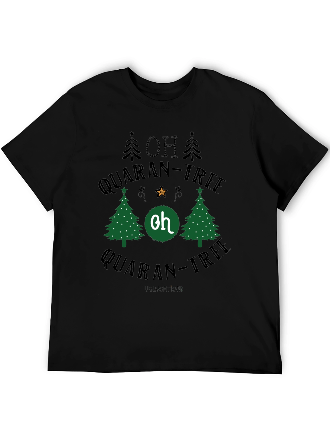 Black Oh Quaran-Tree Black Cotton T-Shirt view 5