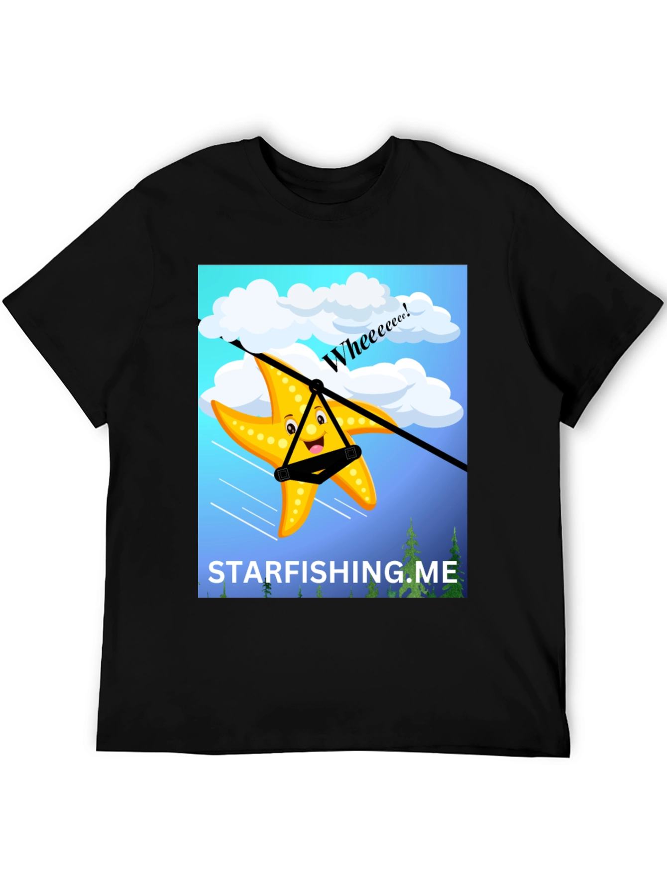 Black Starfishing.me Ziplining Starfish Graphic Tee view 5