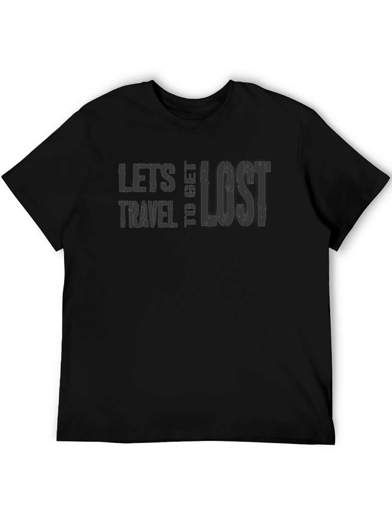Black Let's Travel To Get Lost Graphic T-Shirt view 5