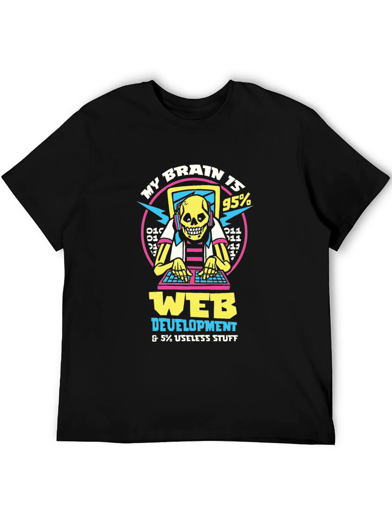 Black Web Developer Brain T-Shirt - Coding Humor Apparel view 5
