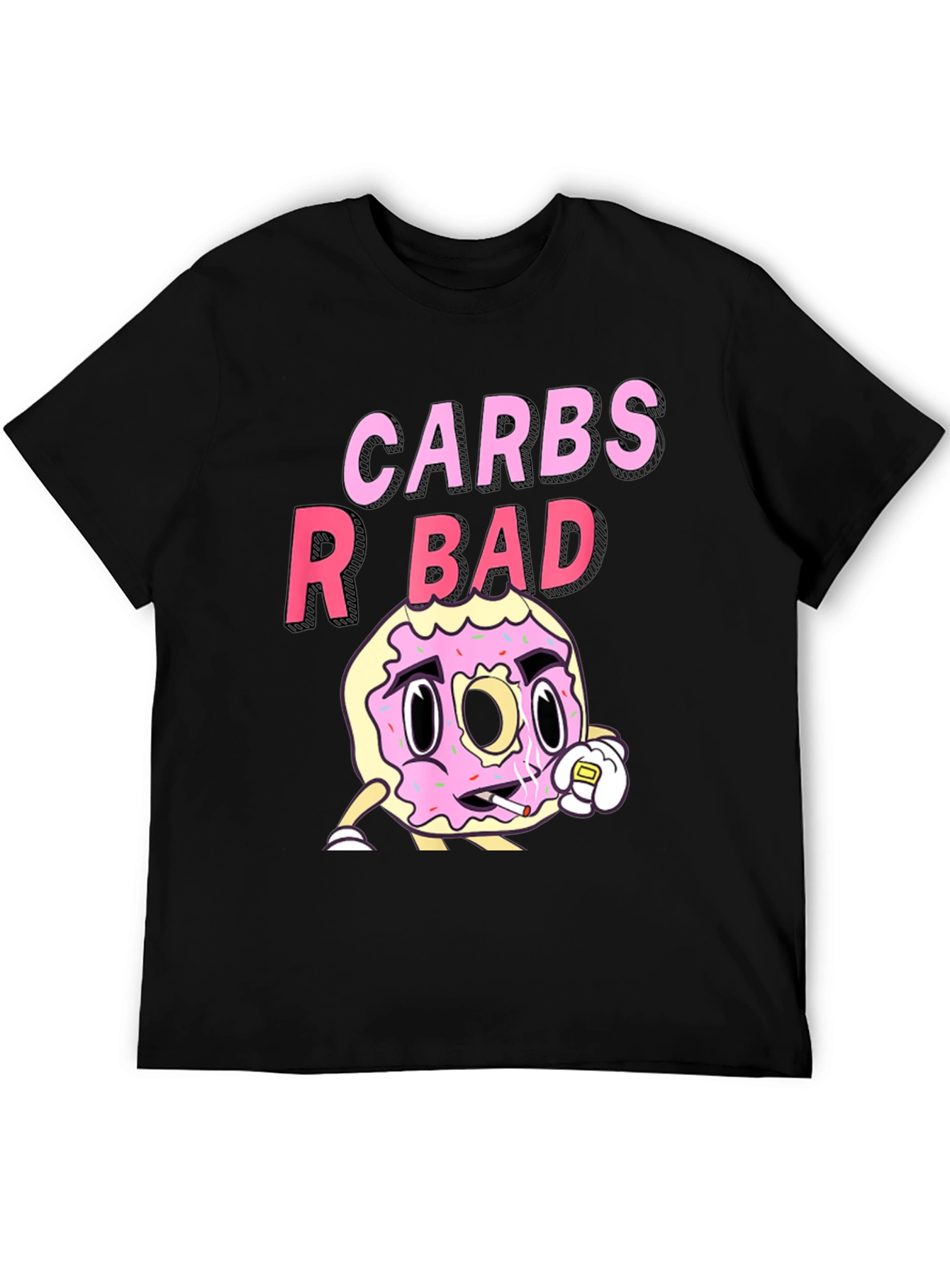 Black Carbs R Bad T-Shirt Funny Donut Design view 5