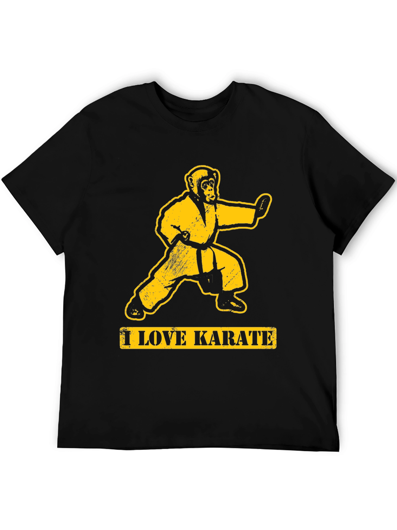 Black I Love Karate Monkey Graphic T-Shirt view 5
