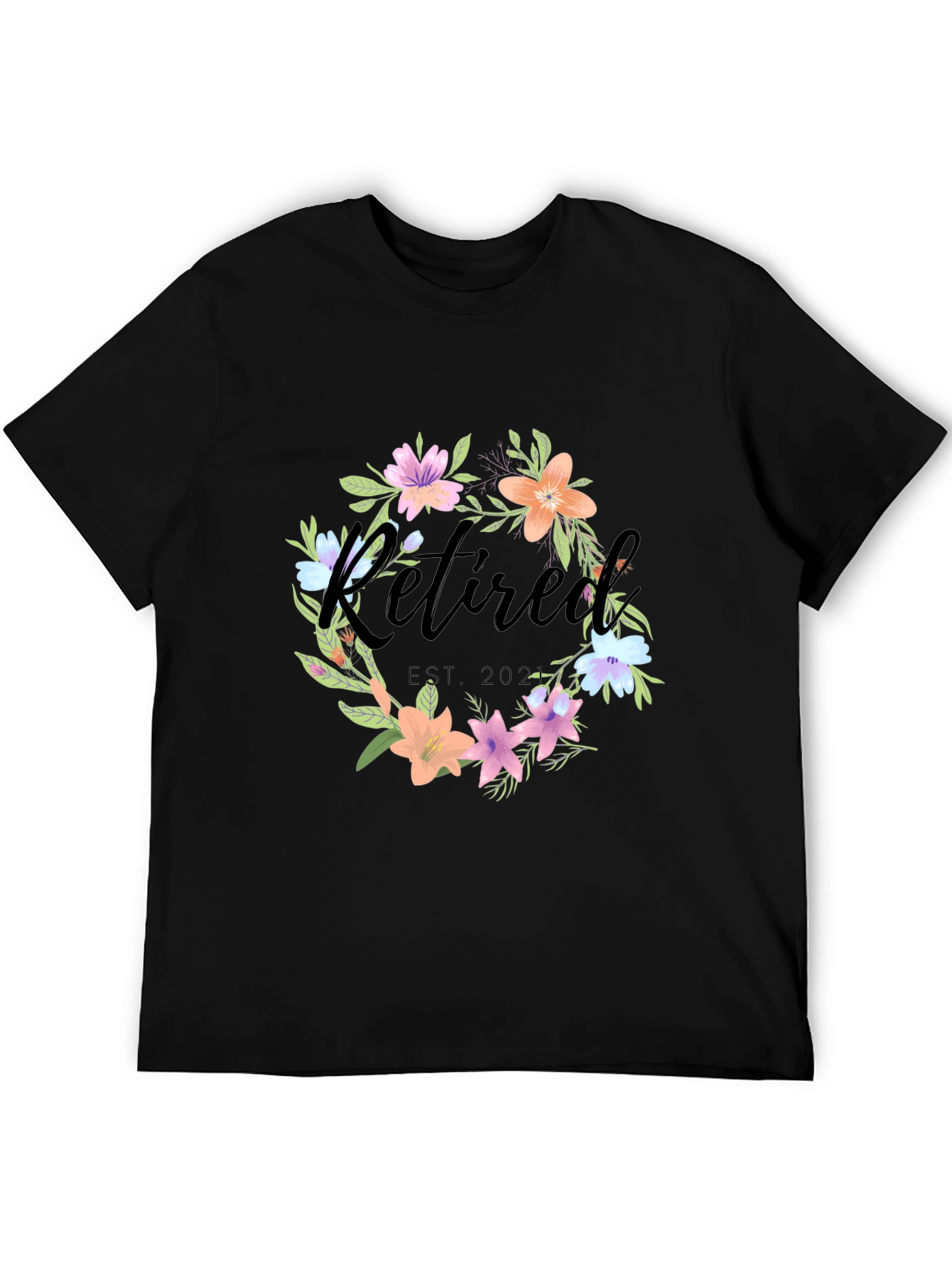 Black Retired Floral Wreath T-Shirt view 5