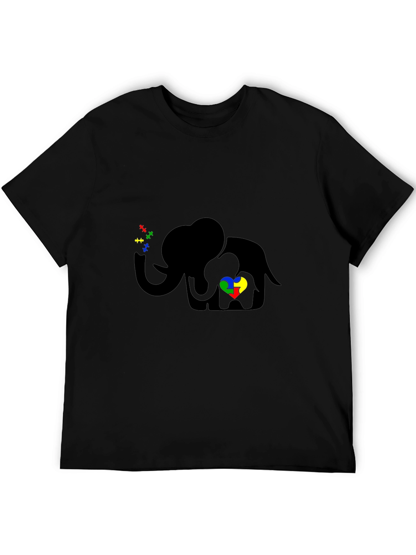 Black Autism Awareness Elephant T-Shirt view 5