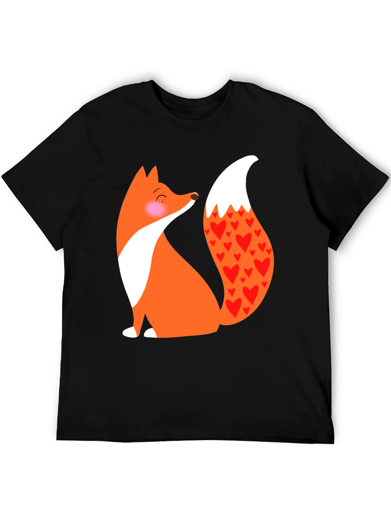 Black Fox with Hearts T-Shirt - Cute & Stylish Animal Tee view 5