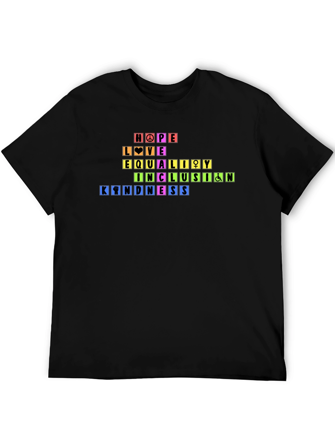 Black Rainbow Pride Hope Love Equality Kindness T-Shirt view 5