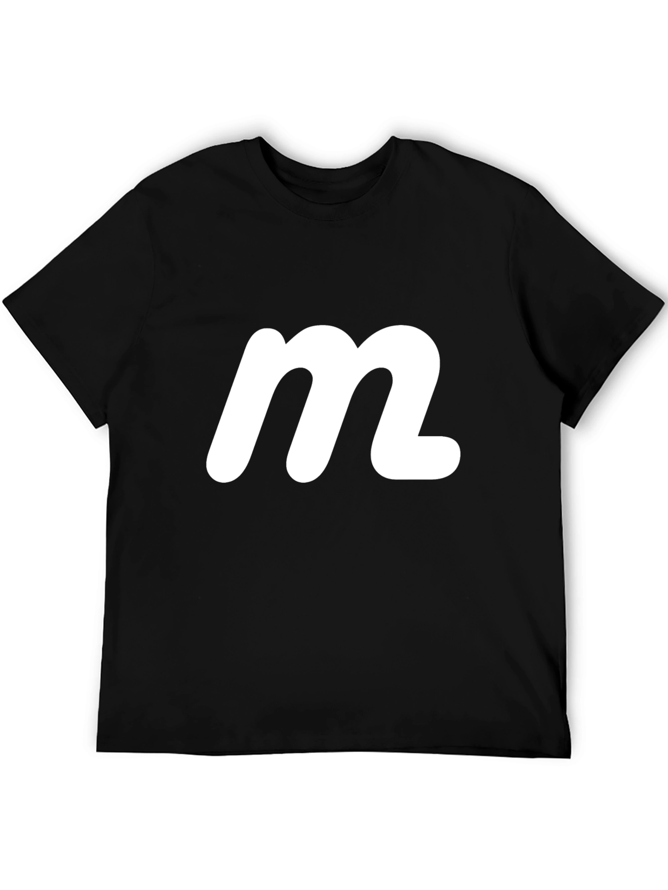 Black Minimalist Black Tee with White 'M' Logo view 5