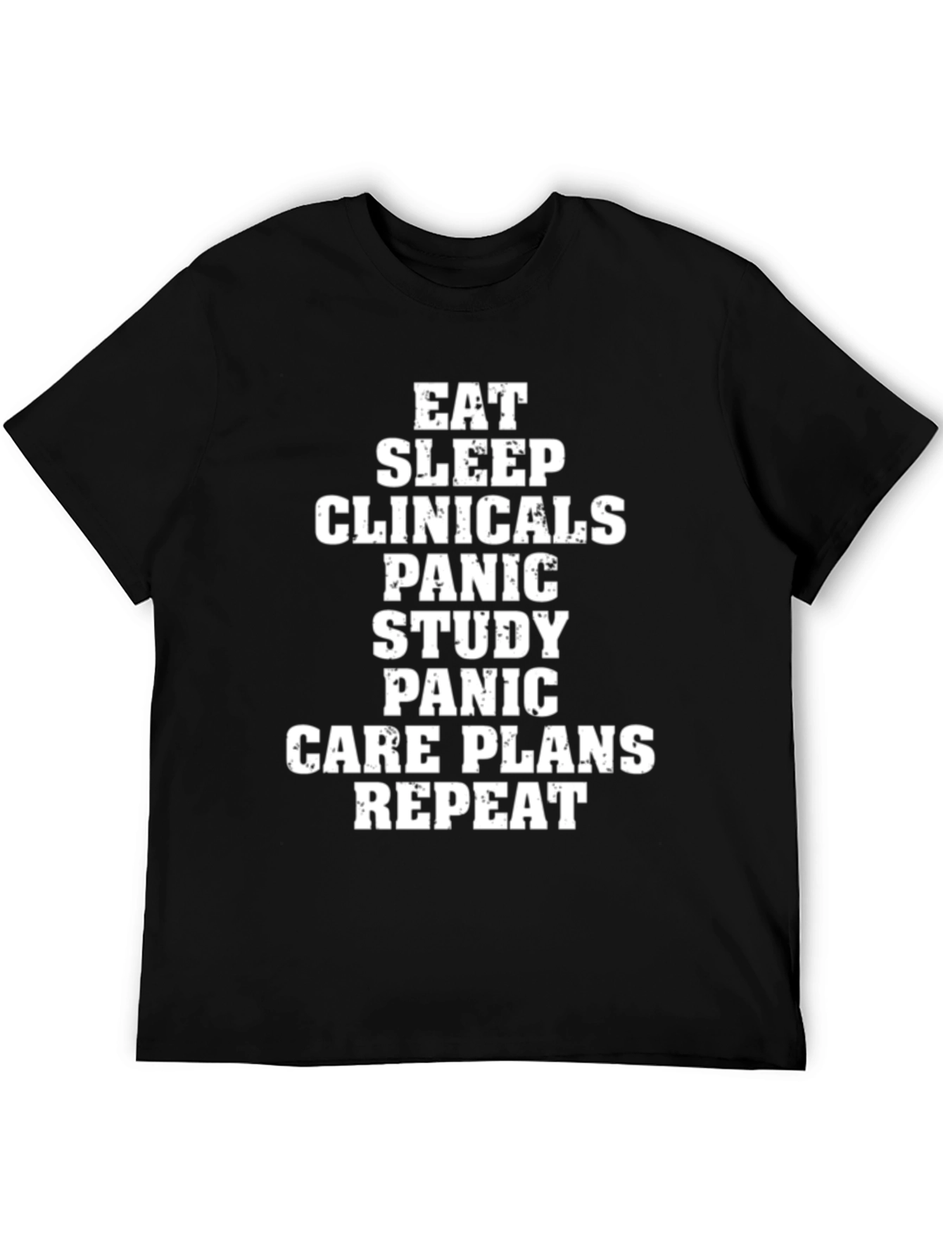 Black Eat Sleep Clinicals Panic Repeat Black T-Shirt view 5