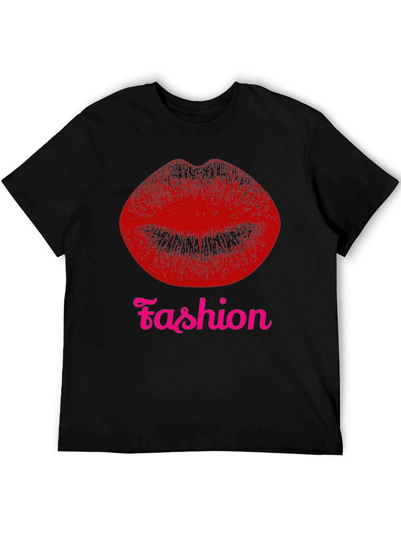 Black Fashion Lips Graphic Tee - Black T-Shirt view 5