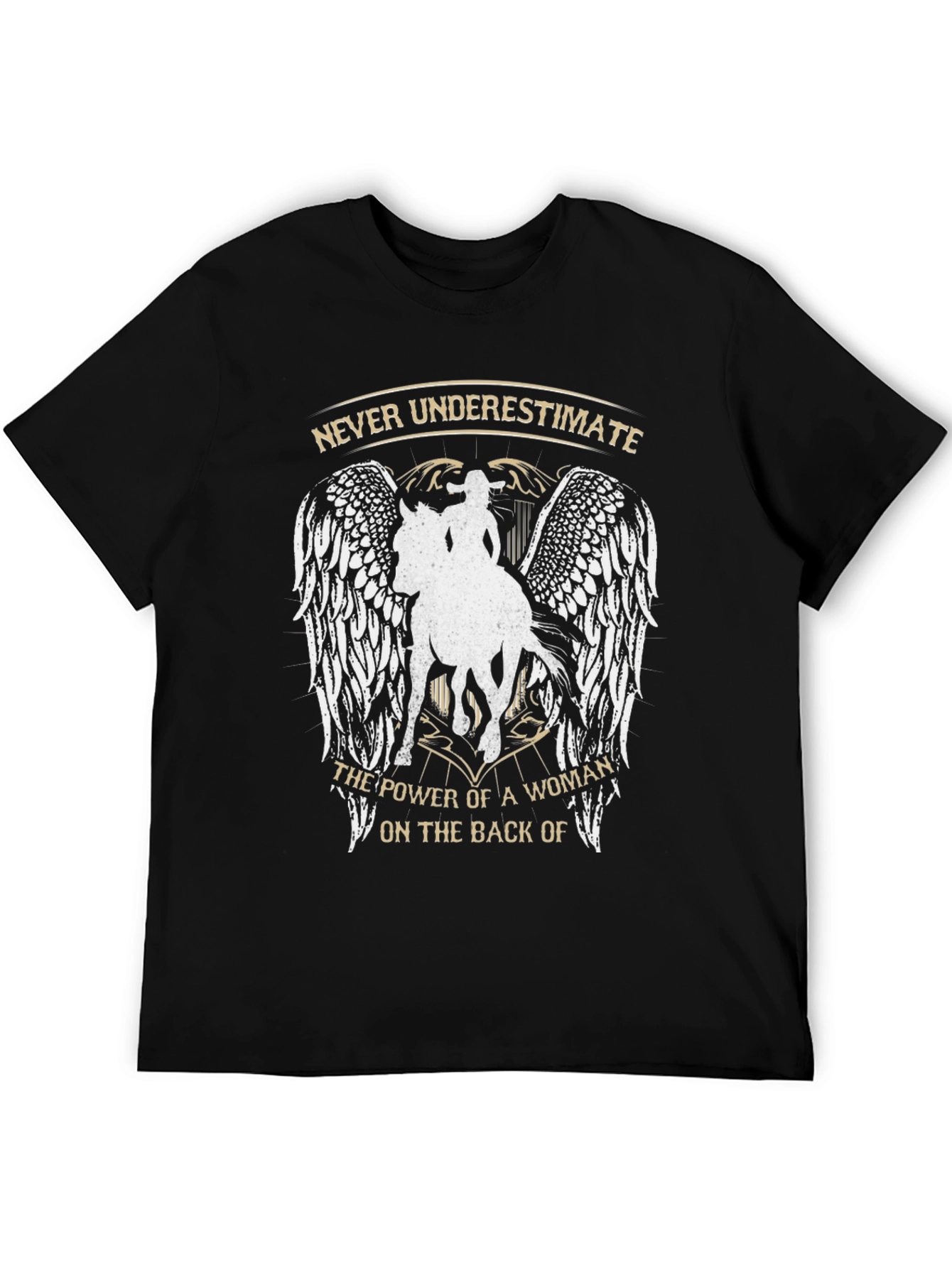 Black Never Underestimate Woman on Horseback Graphic Tee view 5