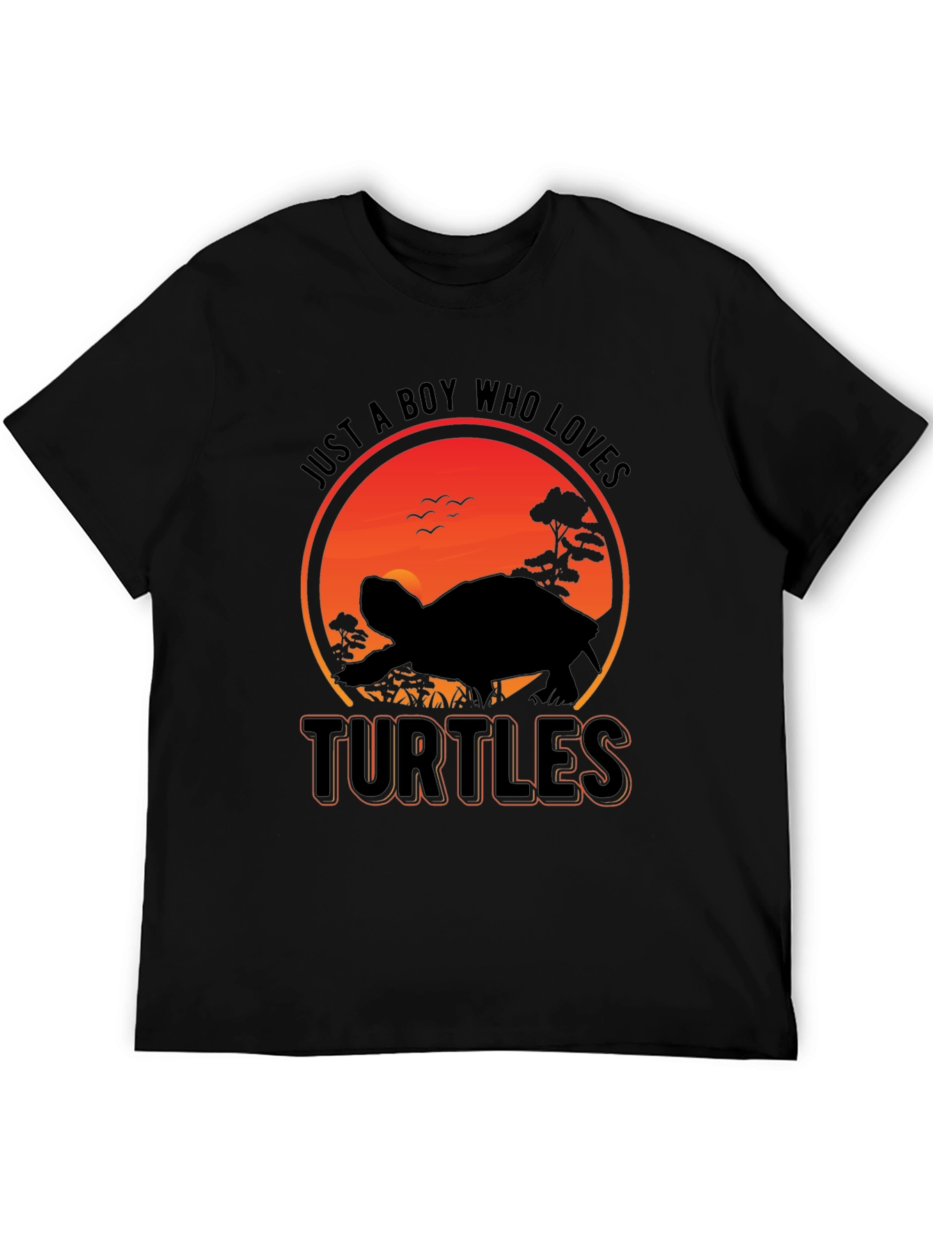 Black Turtle Lover T-Shirt - Just a Boy Who Loves Turtles Graphic Tee view 5