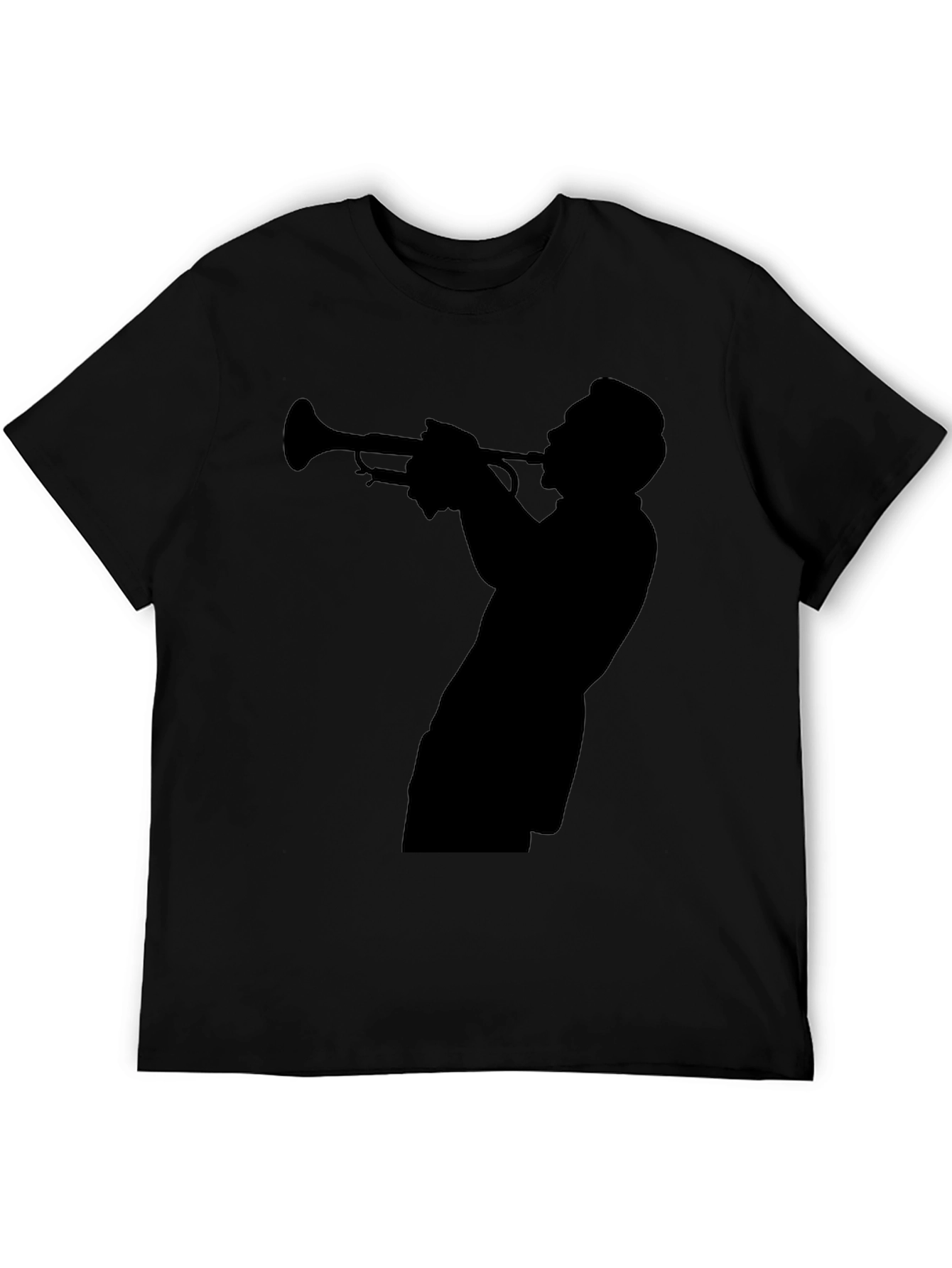 Black Jazz Trumpet Silhouette T-Shirt view 5