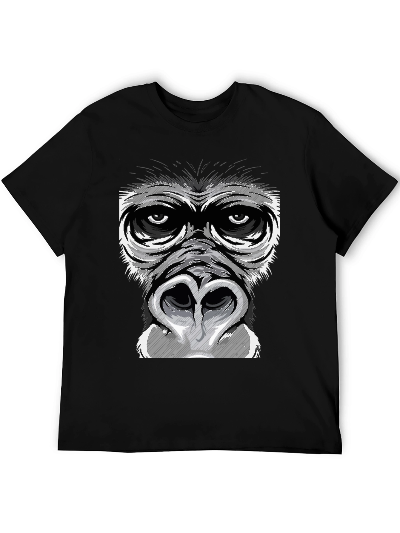 Black Gorilla Face Graphic Print Black T-Shirt view 5