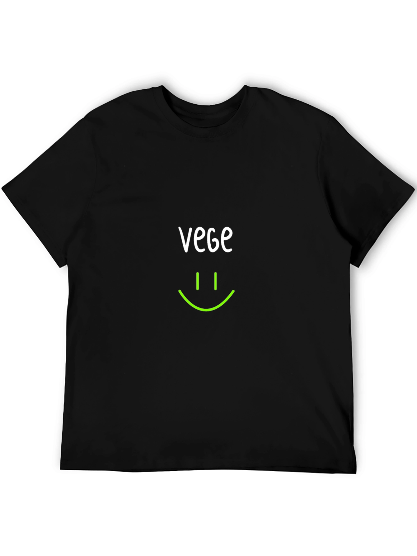 Black Vegan Smile T-Shirt -  Black, Crew Neck view 5