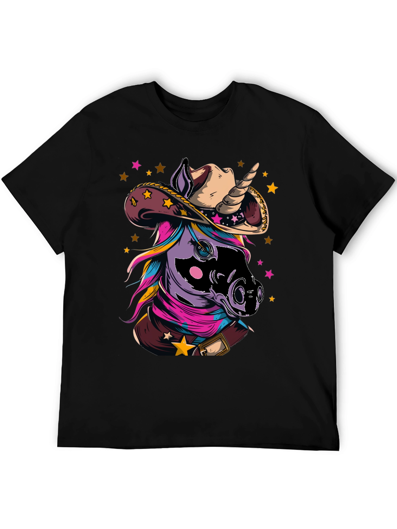 Black Cowboy Unicorn T-Shirt - Western Style Tee view 5
