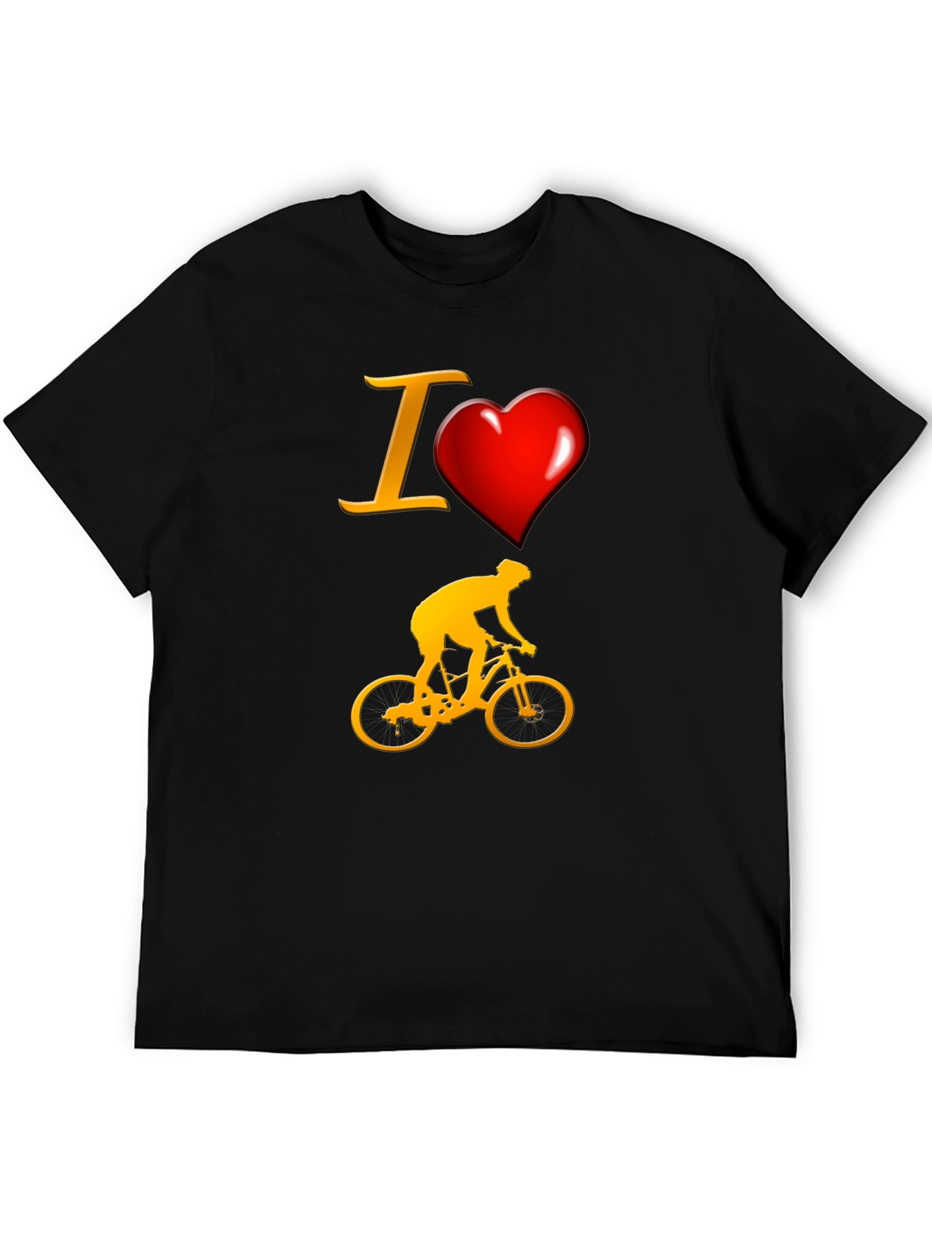 Black I Love Biking T-Shirt - Sporty Cyclist Tee view 5