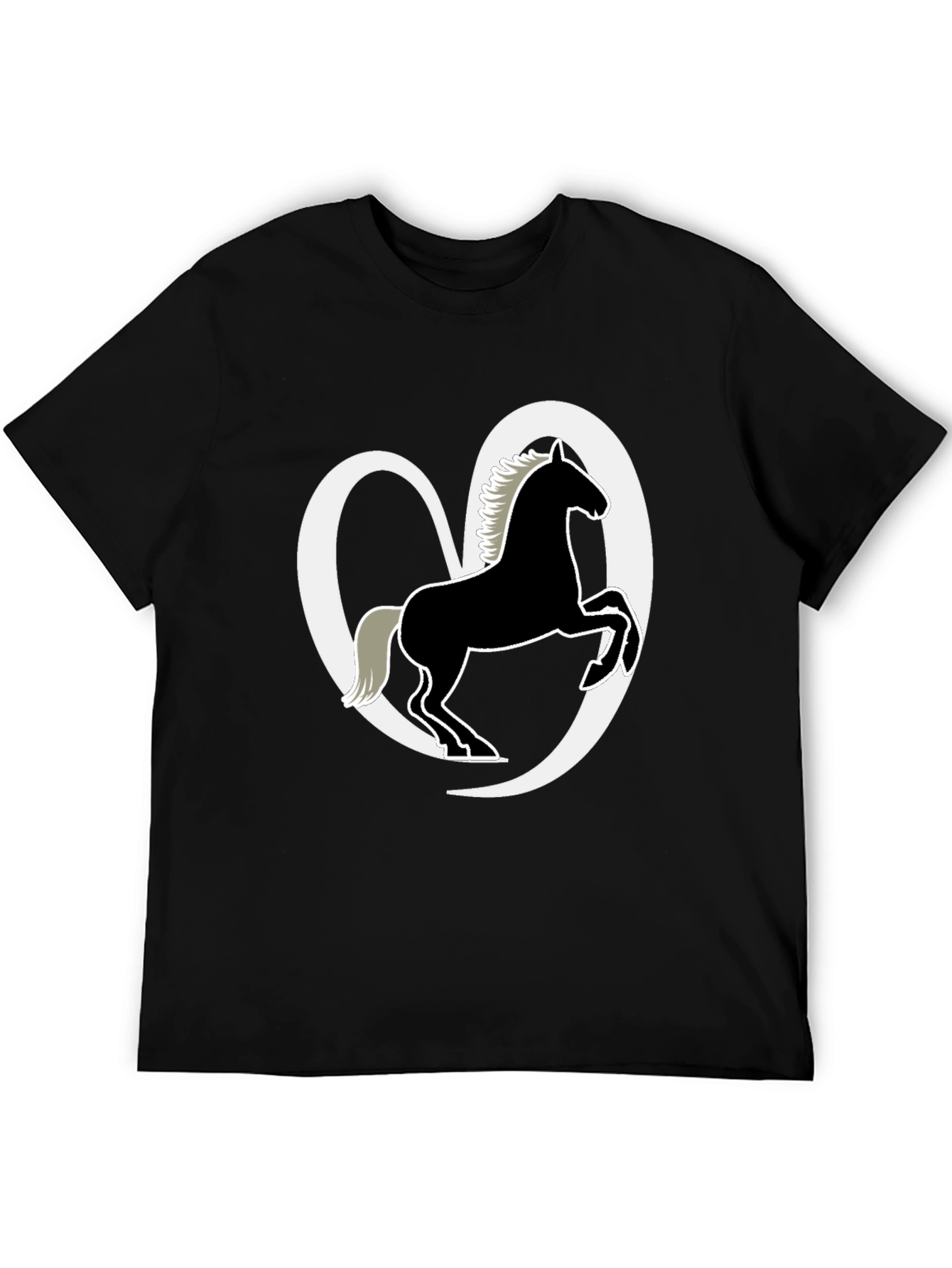 Black Horse Lover's Tee - Black Cotton Blend Shirt view 5
