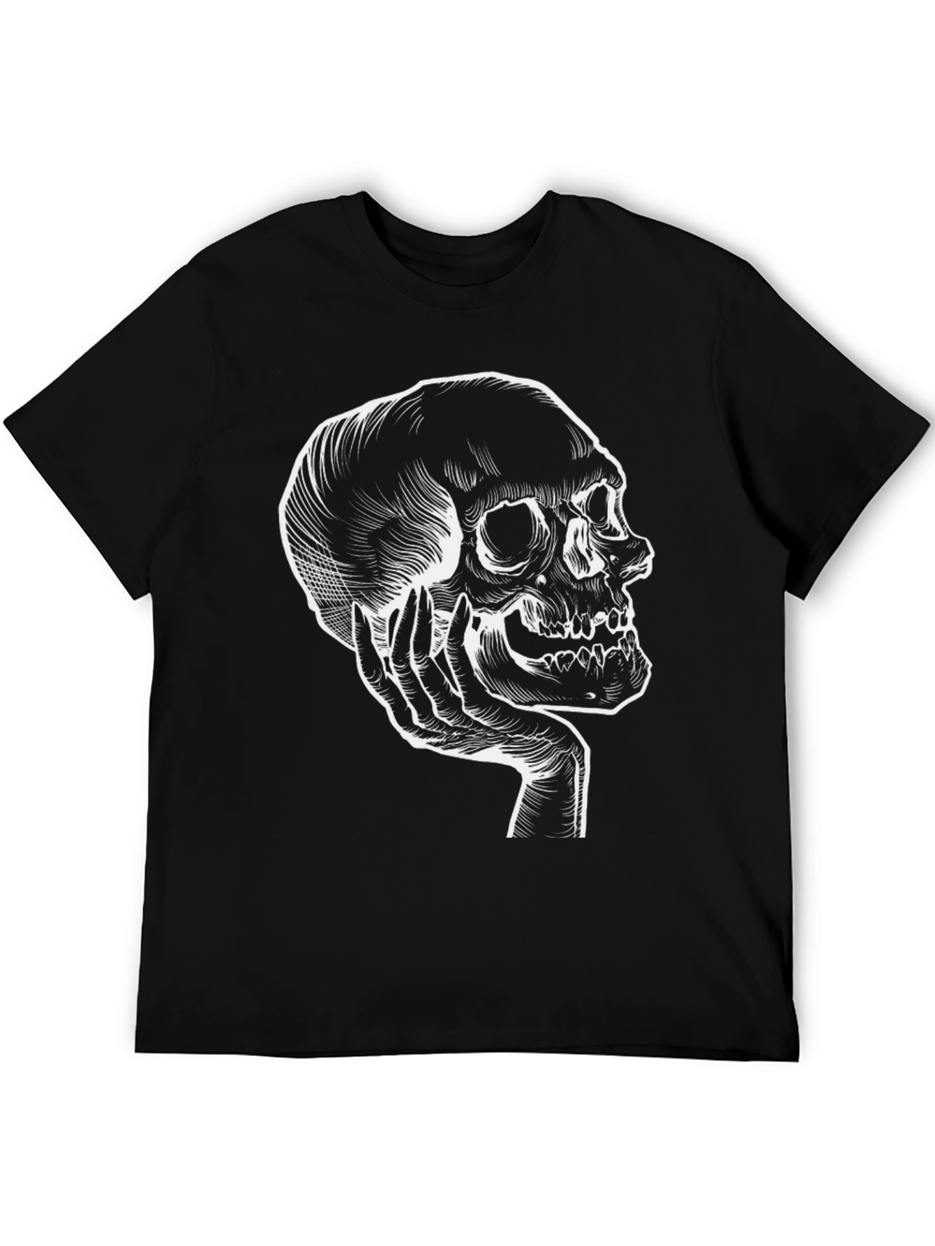 Skull Hand Graphic Tee - Black Cotton T-Shirt - 5