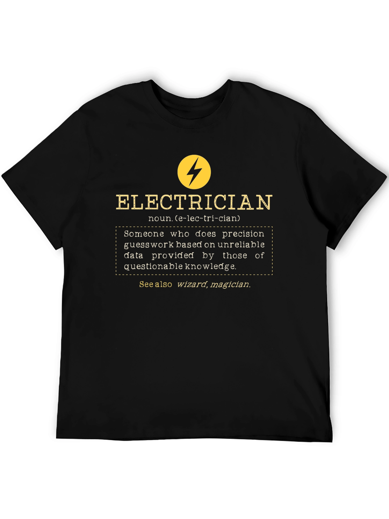 Black Electrician Definition Graphic Tee - Black view 5