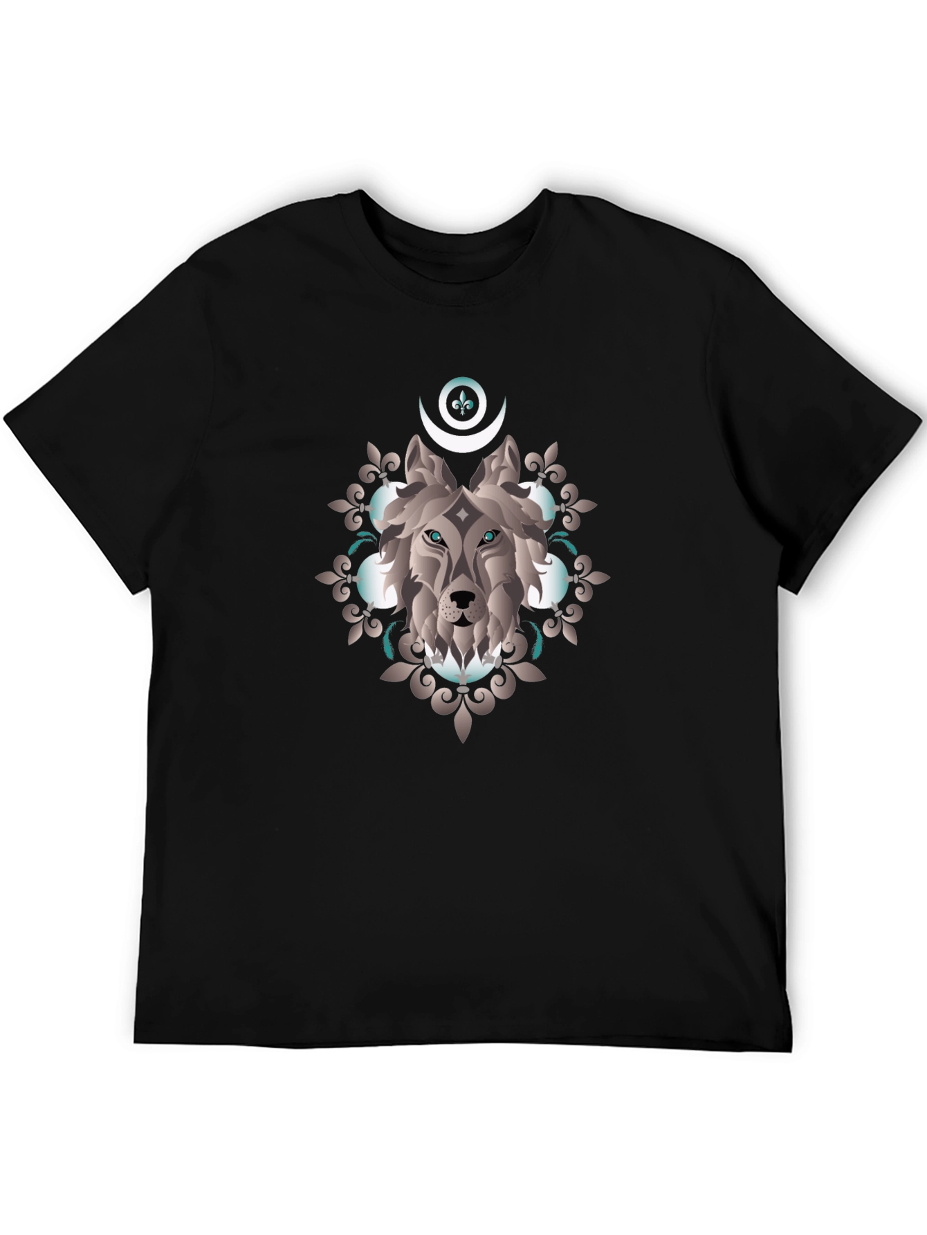 Black Mystic Wolf Graphic T-Shirt - Black view 5