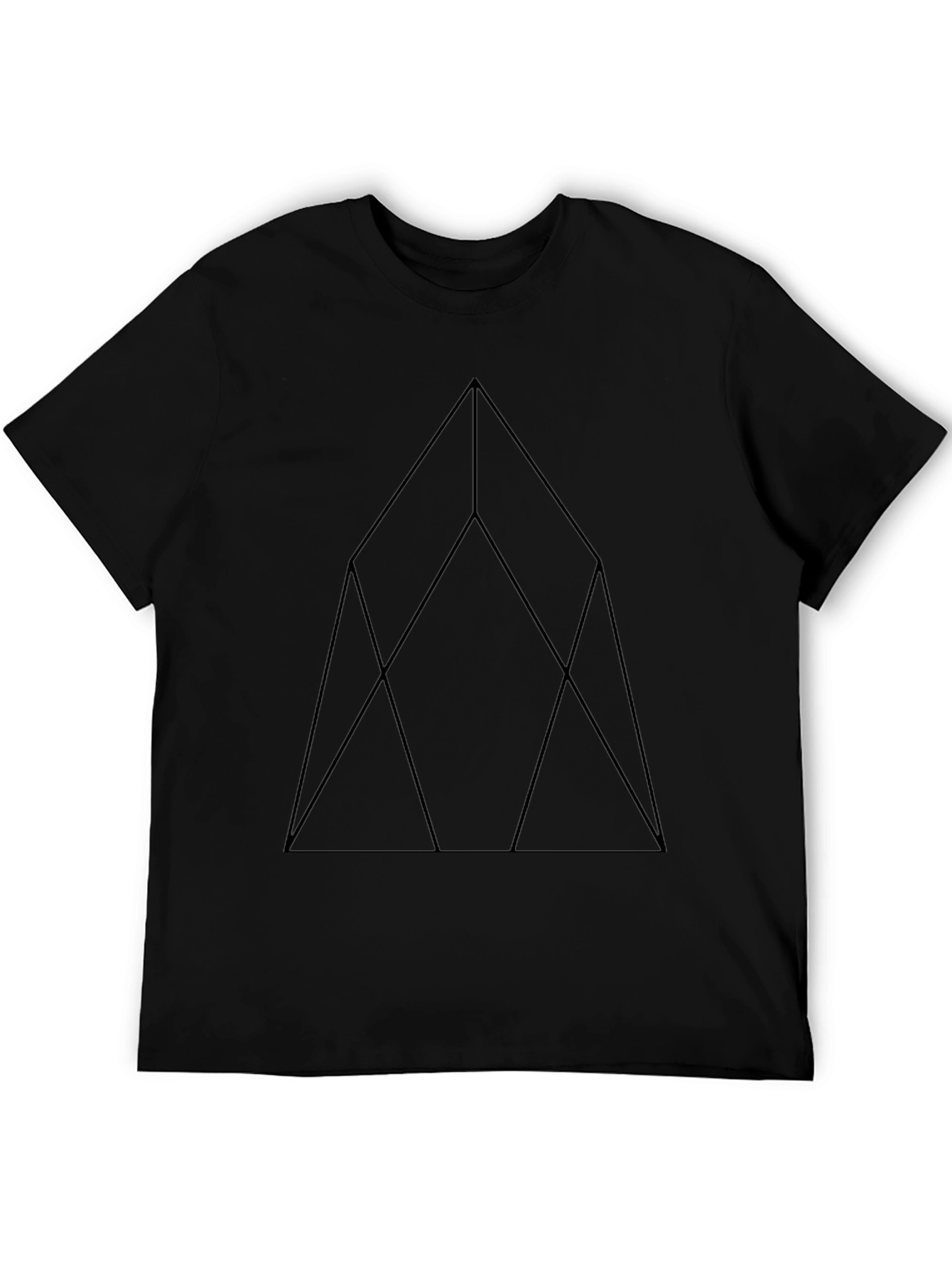 Black Geometric Triangle Graphic Black T-Shirt view 5