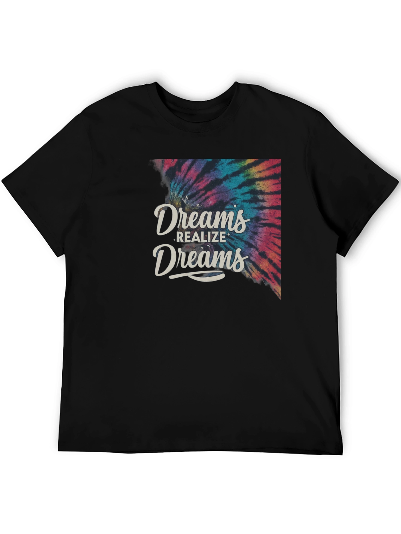 Black Dreams Realize Dreams Tie-Dye Graphic T-Shirt view 5