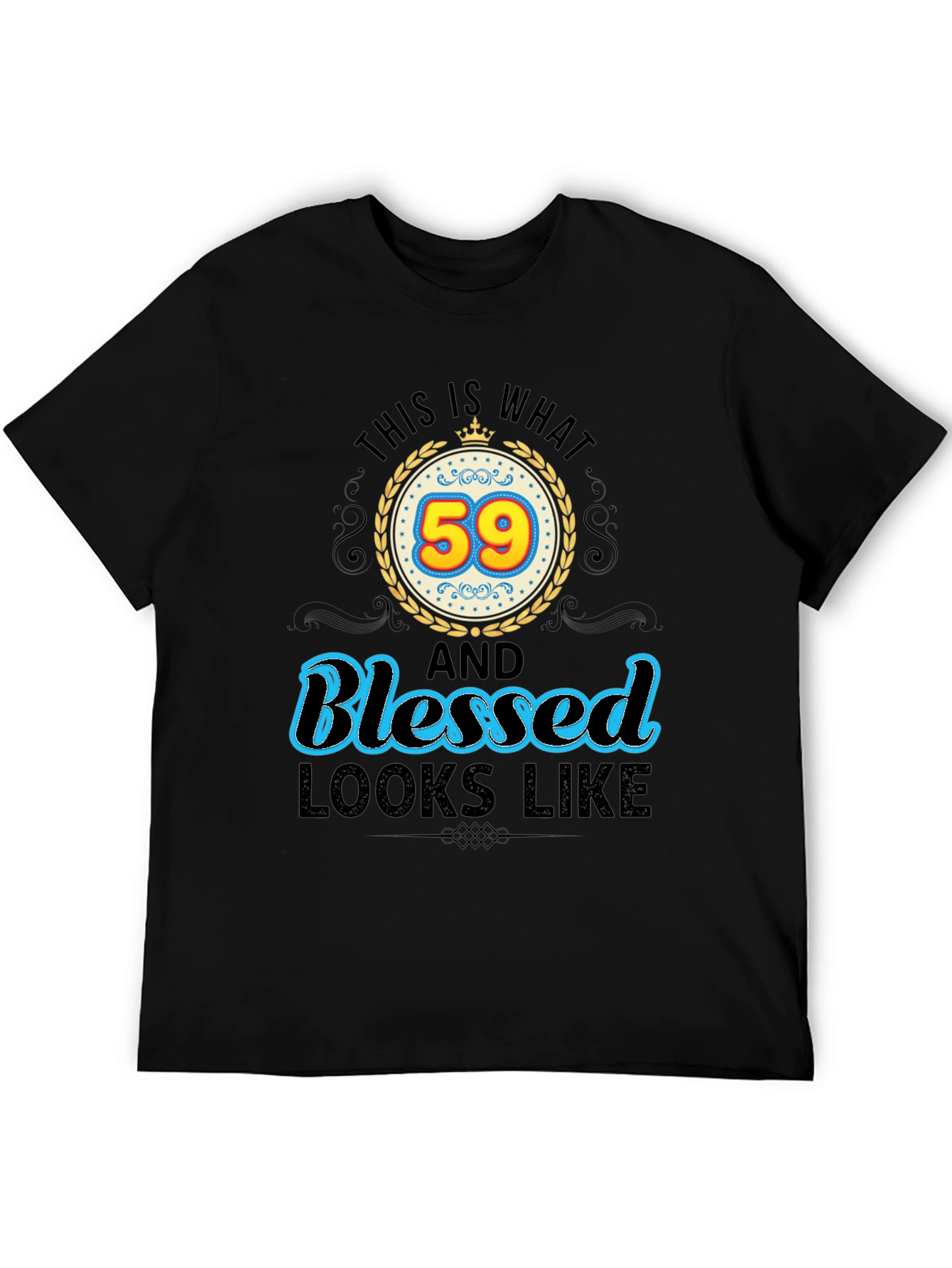 Black Blessed 59th Birthday Graphic T-Shirt view 5