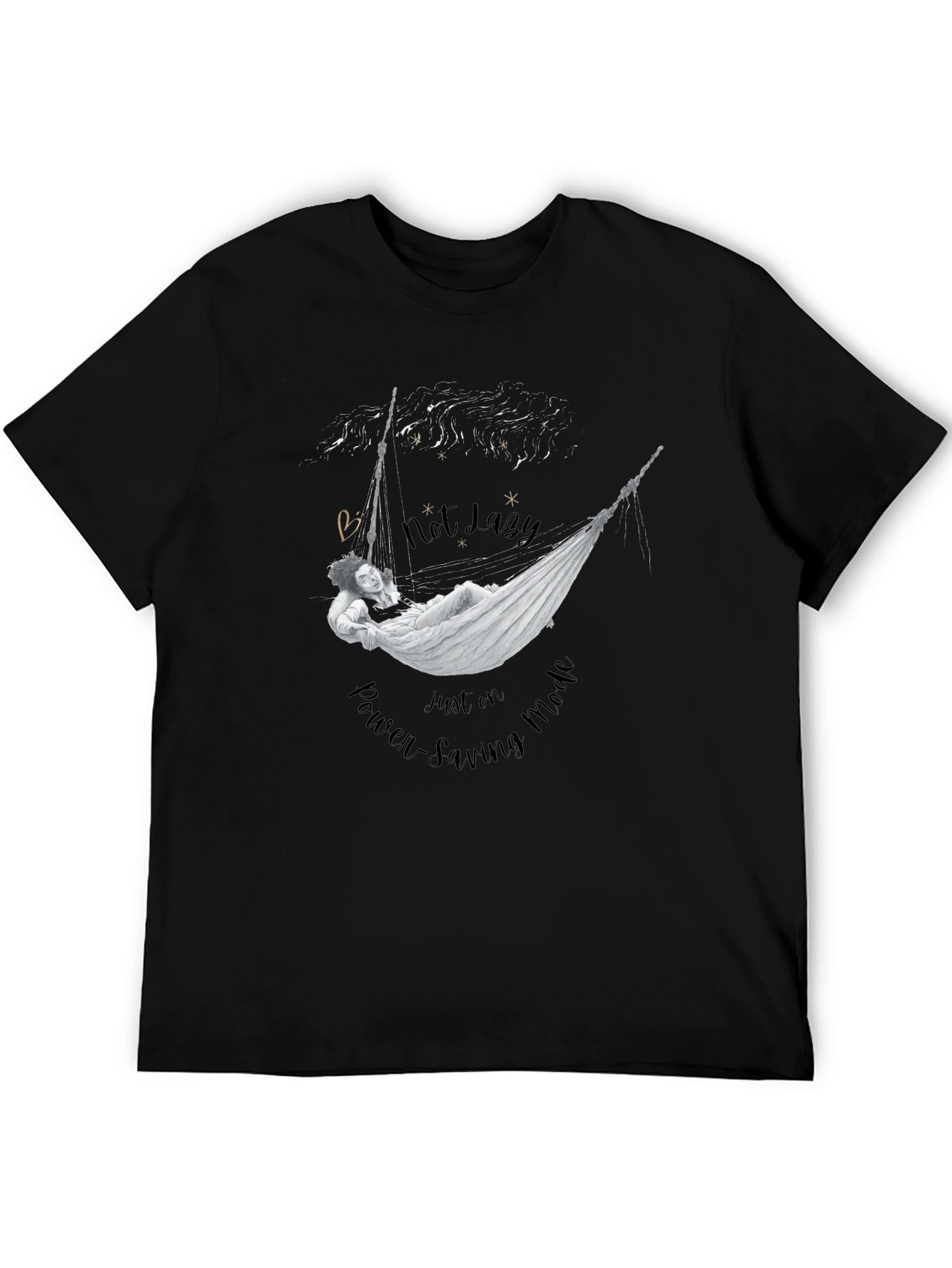 Black Not Lazy T-Shirt: Power-Saving Mode Graphic Tee view 5