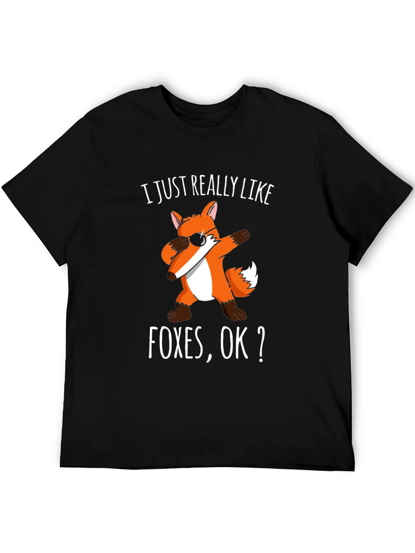 Black Funny Fox T-Shirt - I Just Really Like Foxes, OK? view 5