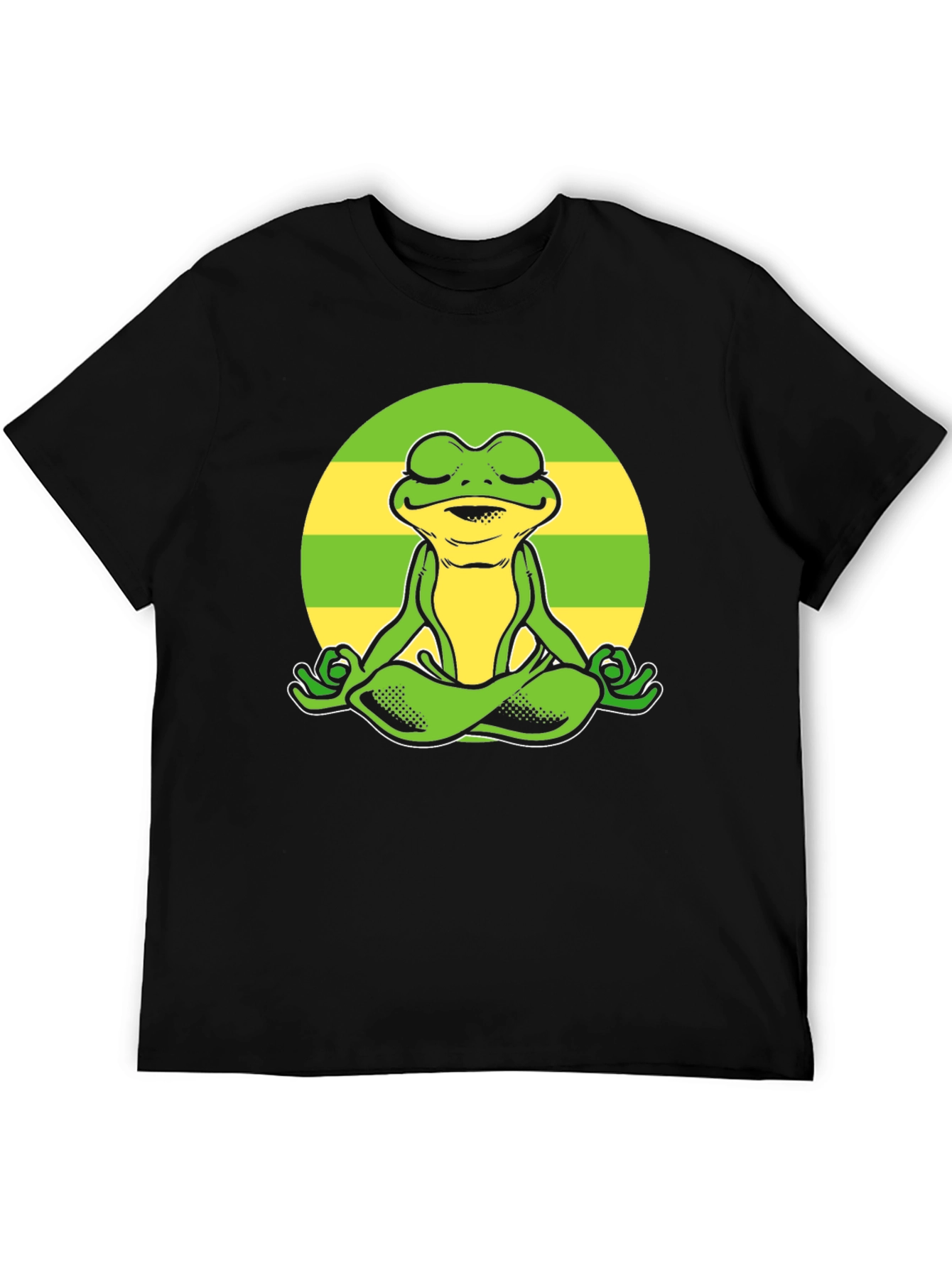 Black Zen Frog Graphic Tee - Meditating Amphibian T-Shirt view 5
