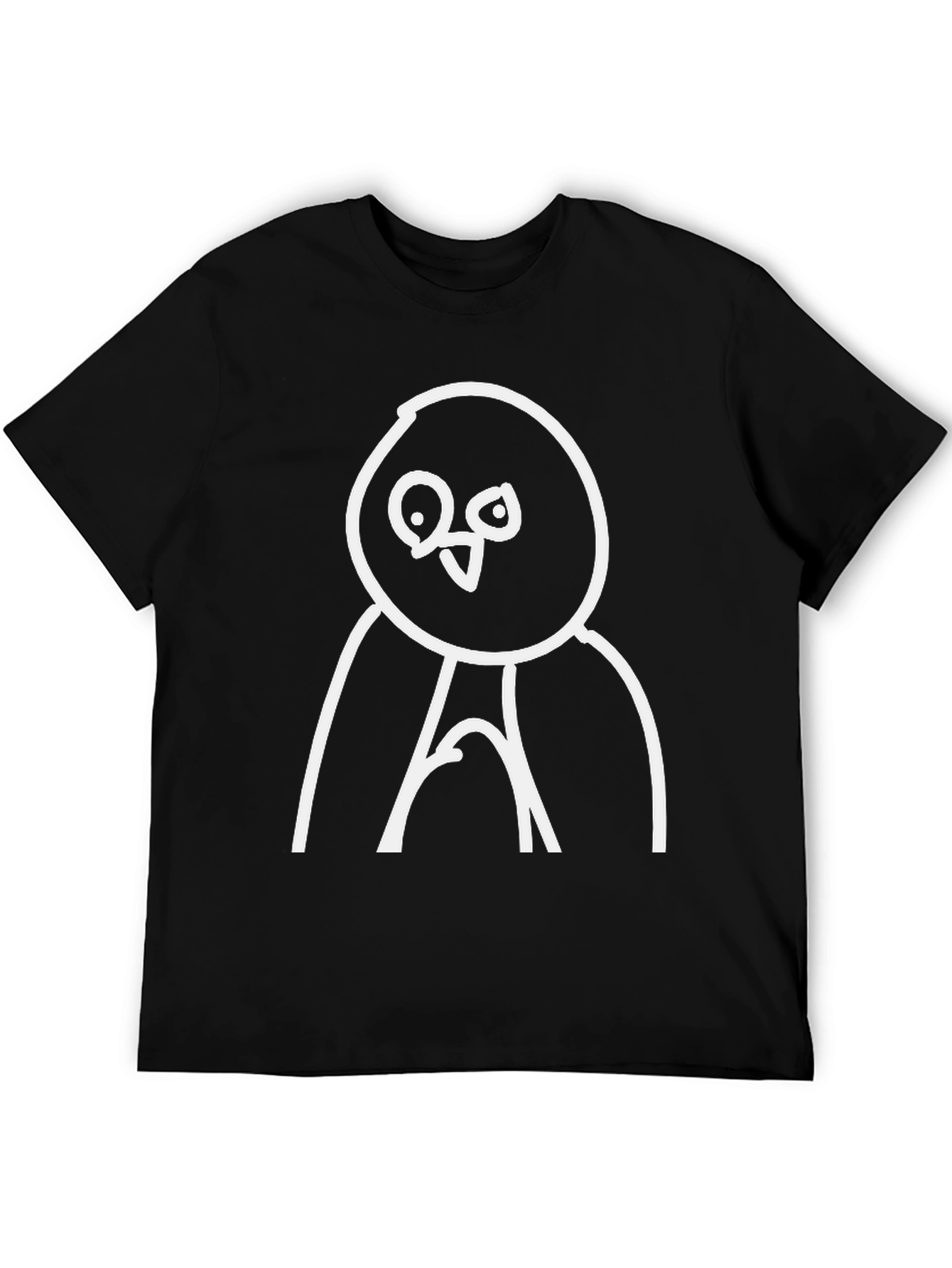Black Quirky Cartoon Bird Graphic Tee - Black Cotton view 5