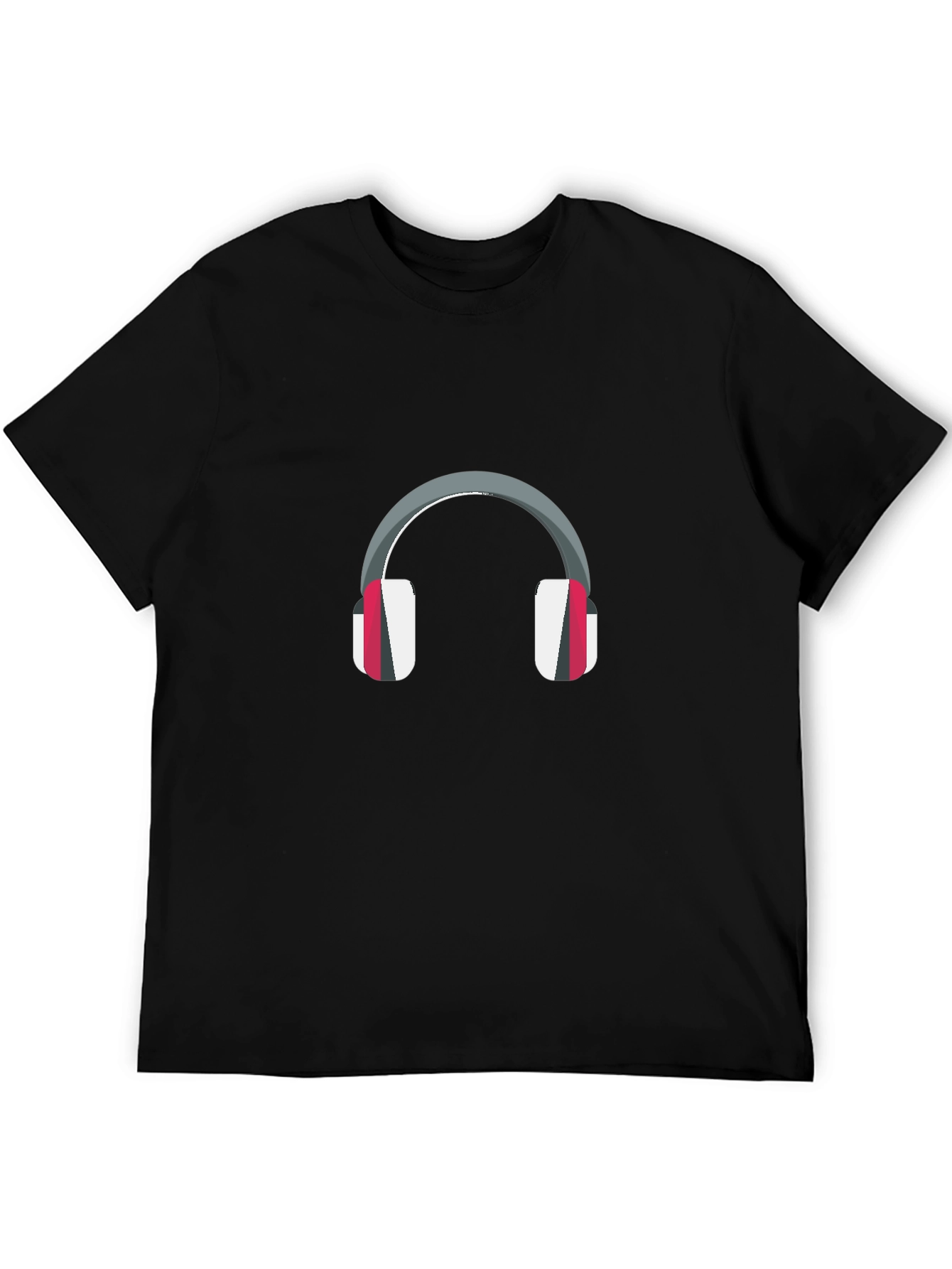 Black Headphones Graphic Print Black T-Shirt view 5