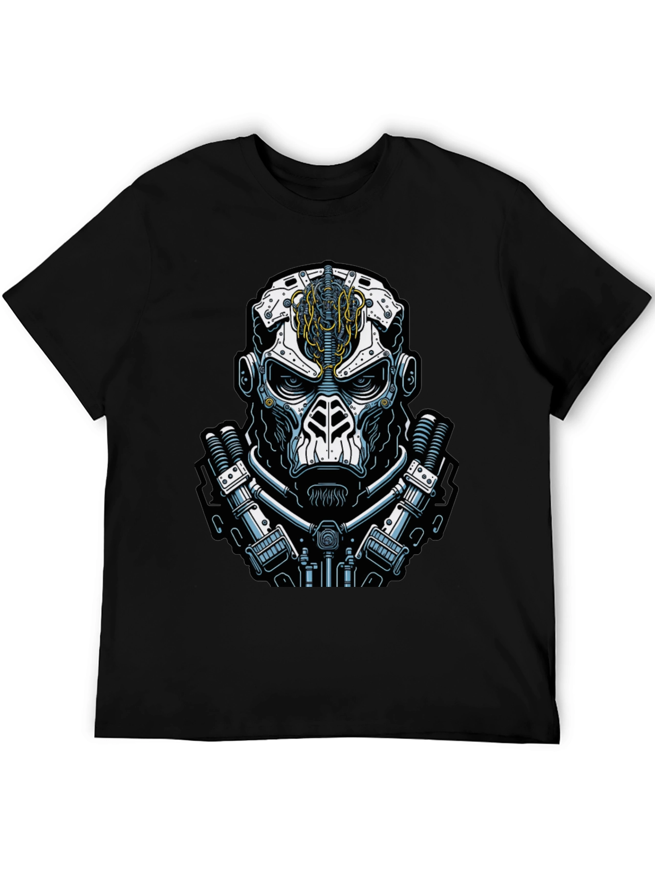 Black Cyberpunk Skull Graphic Tee - Black view 5