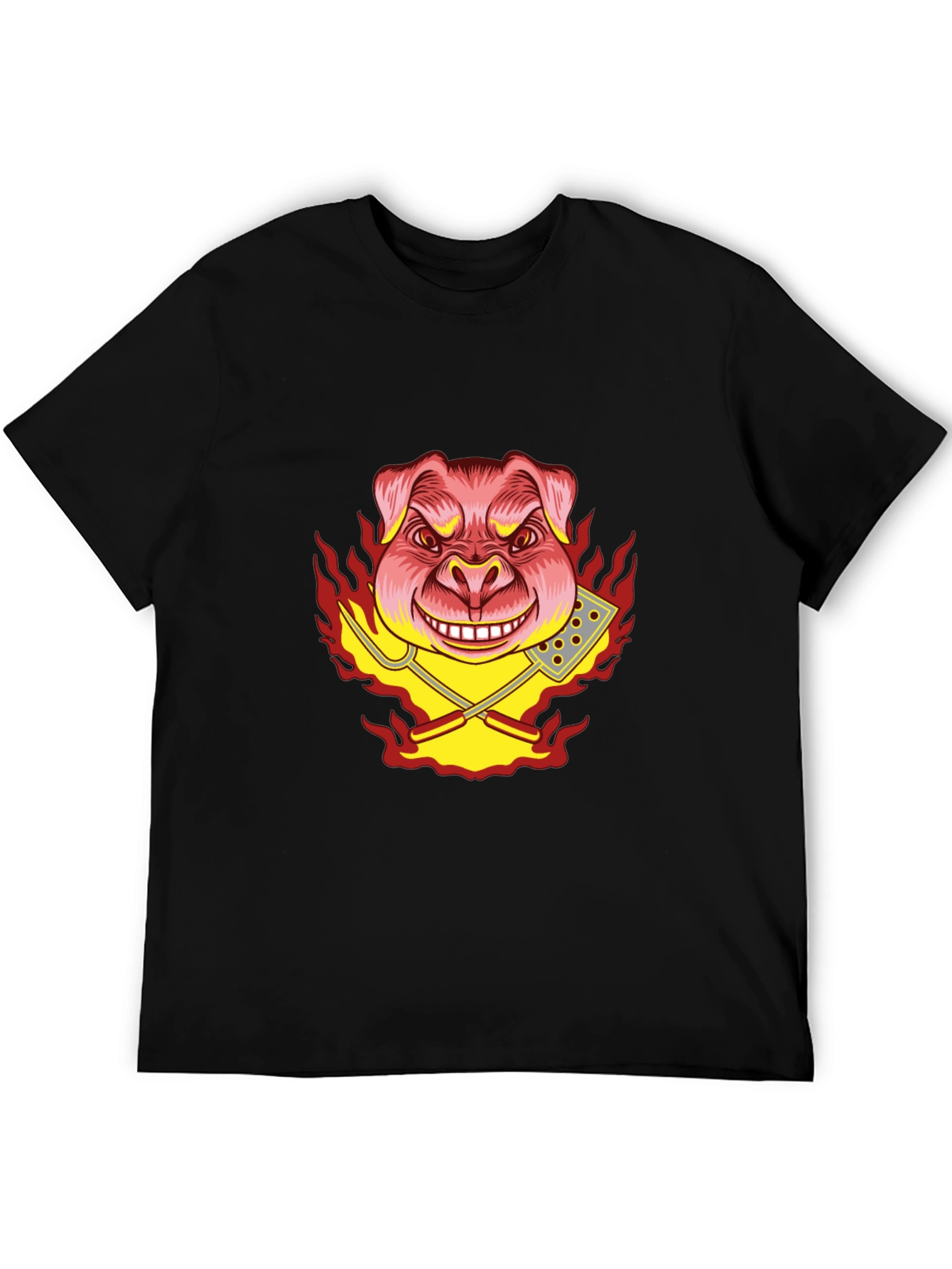 Black BBQ Pig Graphic Tee - Black T-Shirt view 5