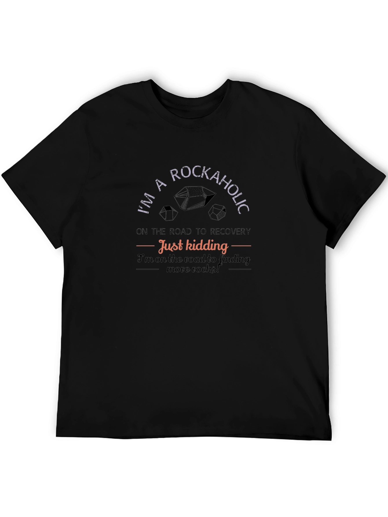 Black Rockaholic T-Shirt - Road to Recovery, Funny Rock Lover Tee view 5